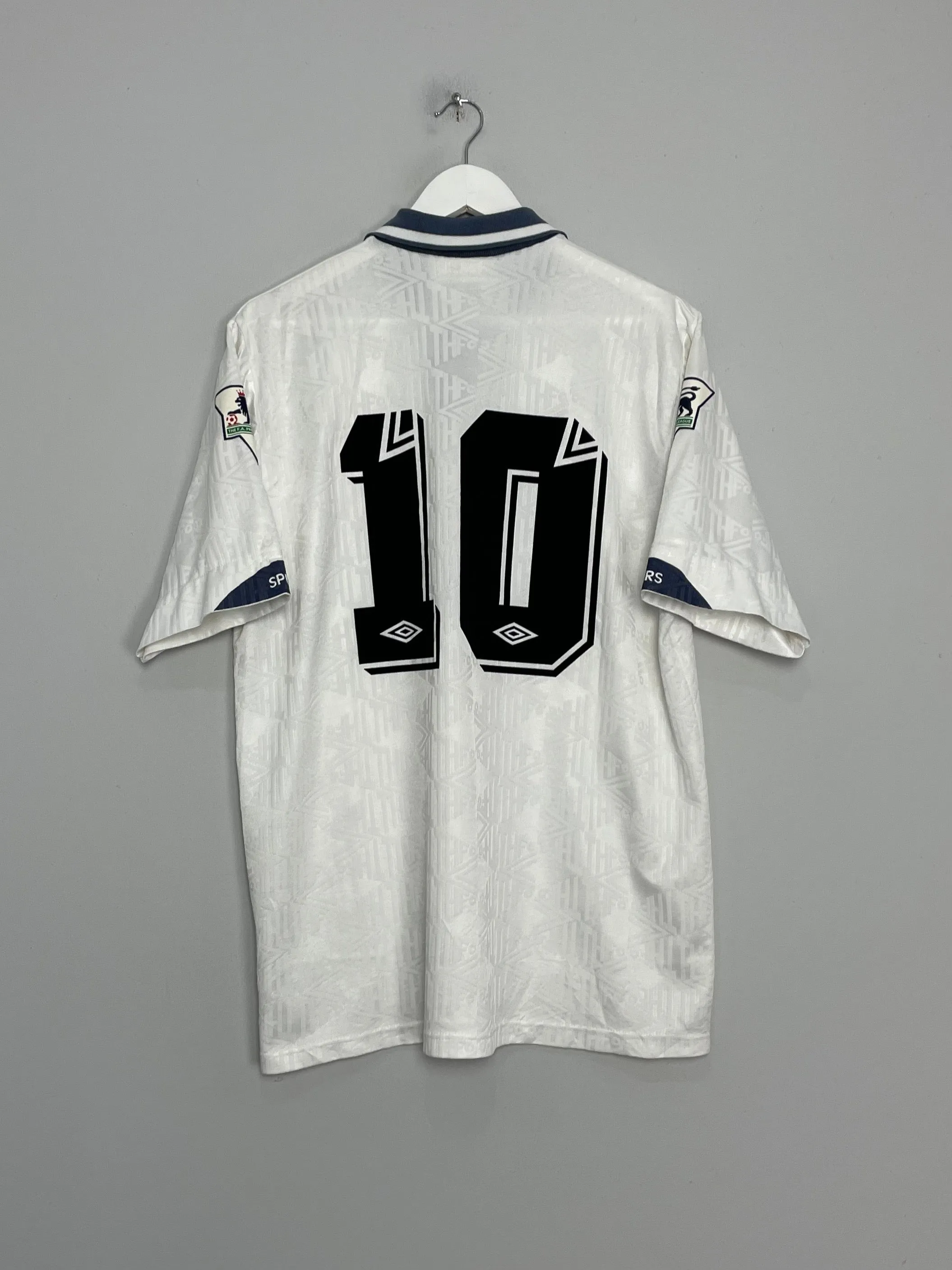 1991/93 TOTTENHAM #10 SHERINGHAM HOME SHIRT (XL) UMBRO