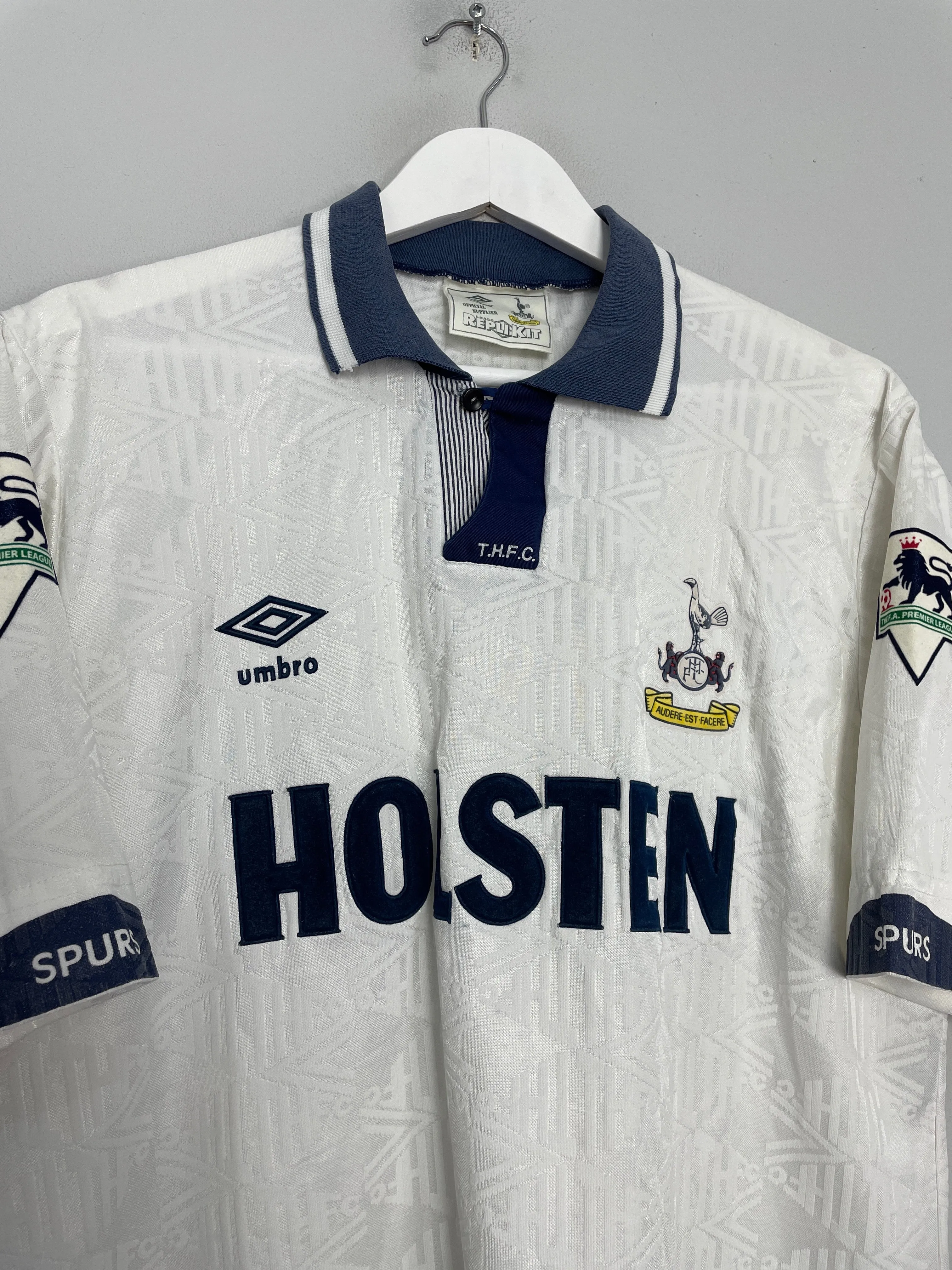 1991/93 TOTTENHAM #10 SHERINGHAM HOME SHIRT (XL) UMBRO