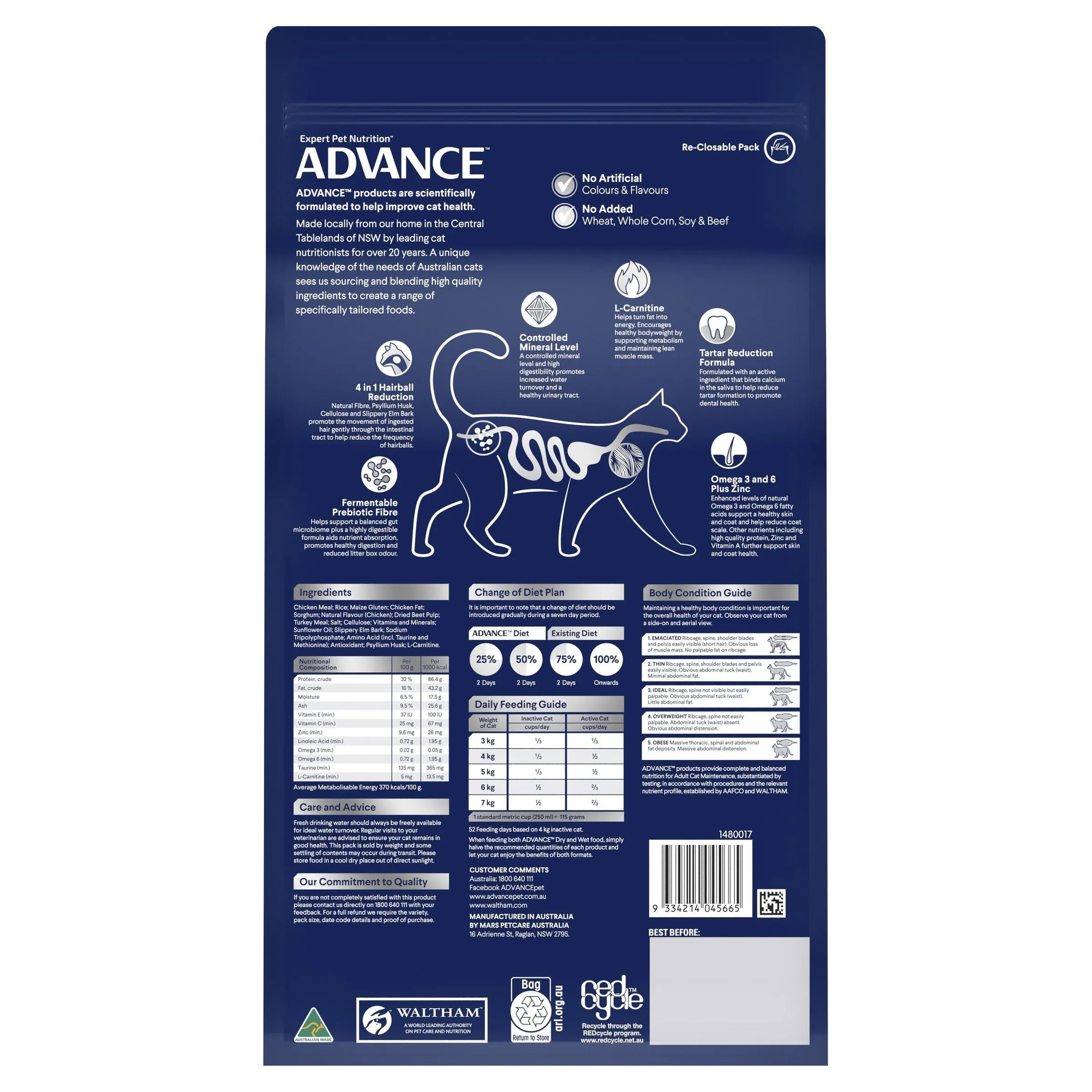 Advance Chicken and Rice Indoor Adult Cat Dry Food 2kg