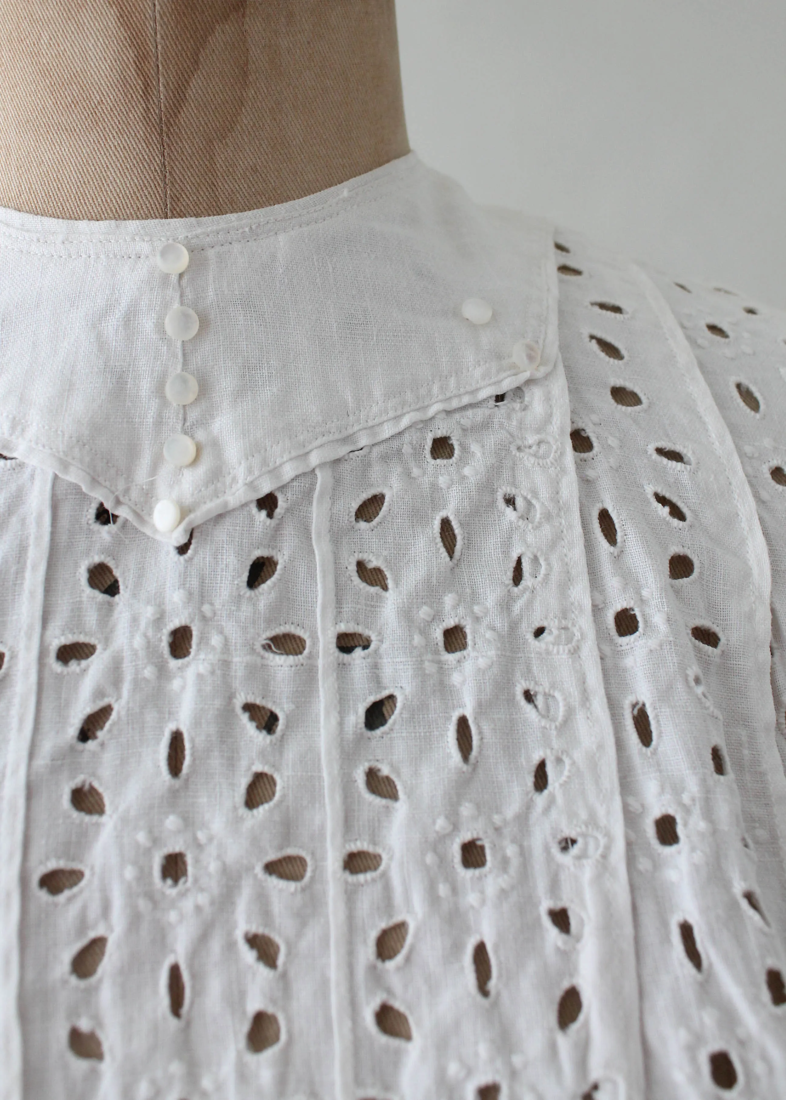 Antique 1910s Edwardian Cotton Lawn Dress