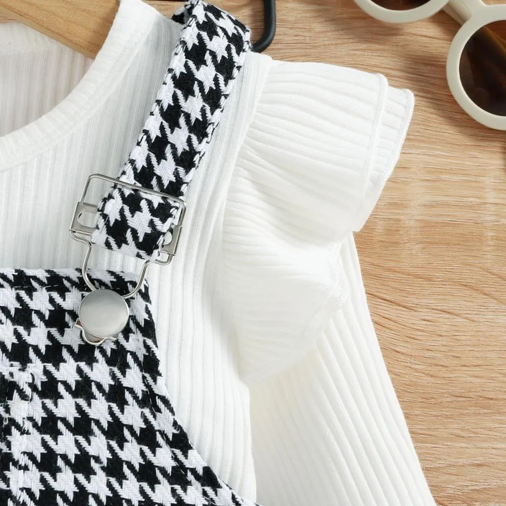 Autumn And Winter Pit Strip Flying Sleeve Jacket Long Sleeve Strap Pants Two-piece Wholesale Girls Clothes
