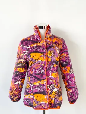 Balla Orange Reversible Silk Quilted Jacket - AU8/10