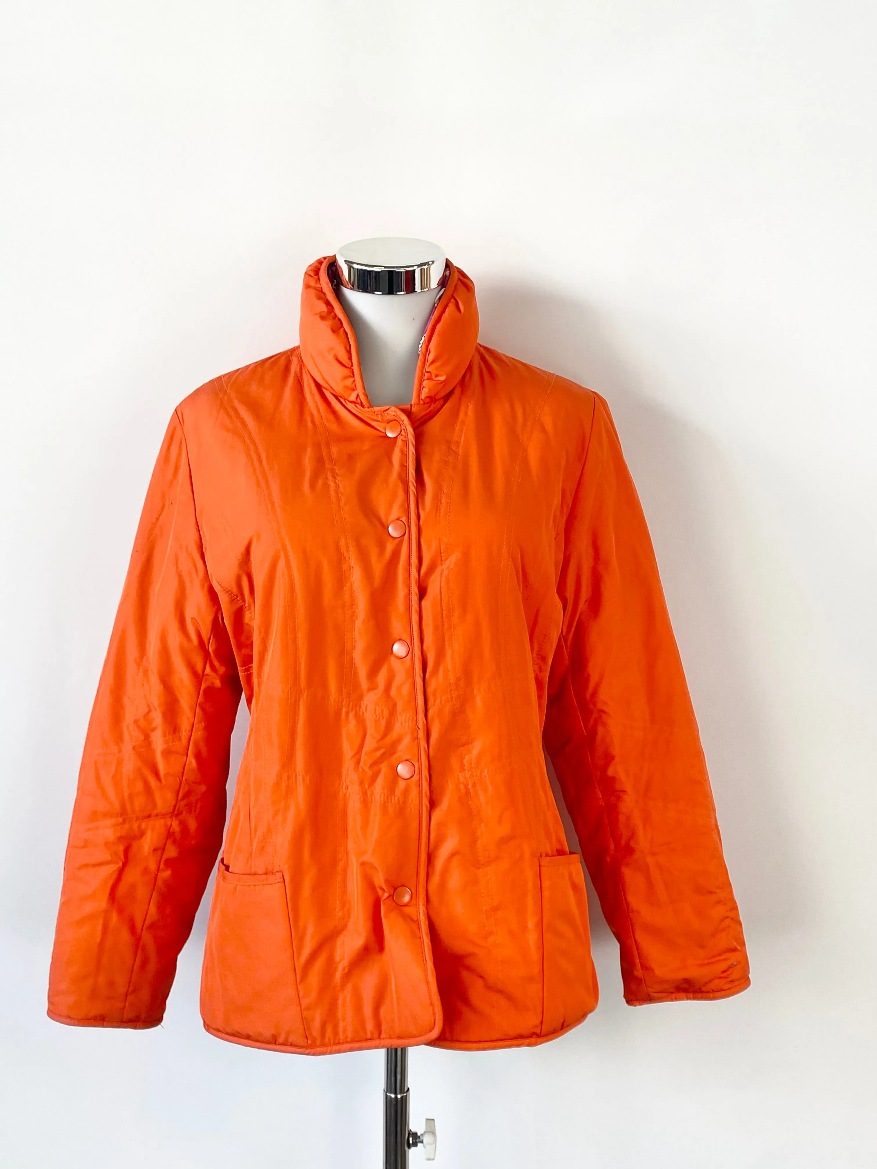 Balla Orange Reversible Silk Quilted Jacket - AU8/10