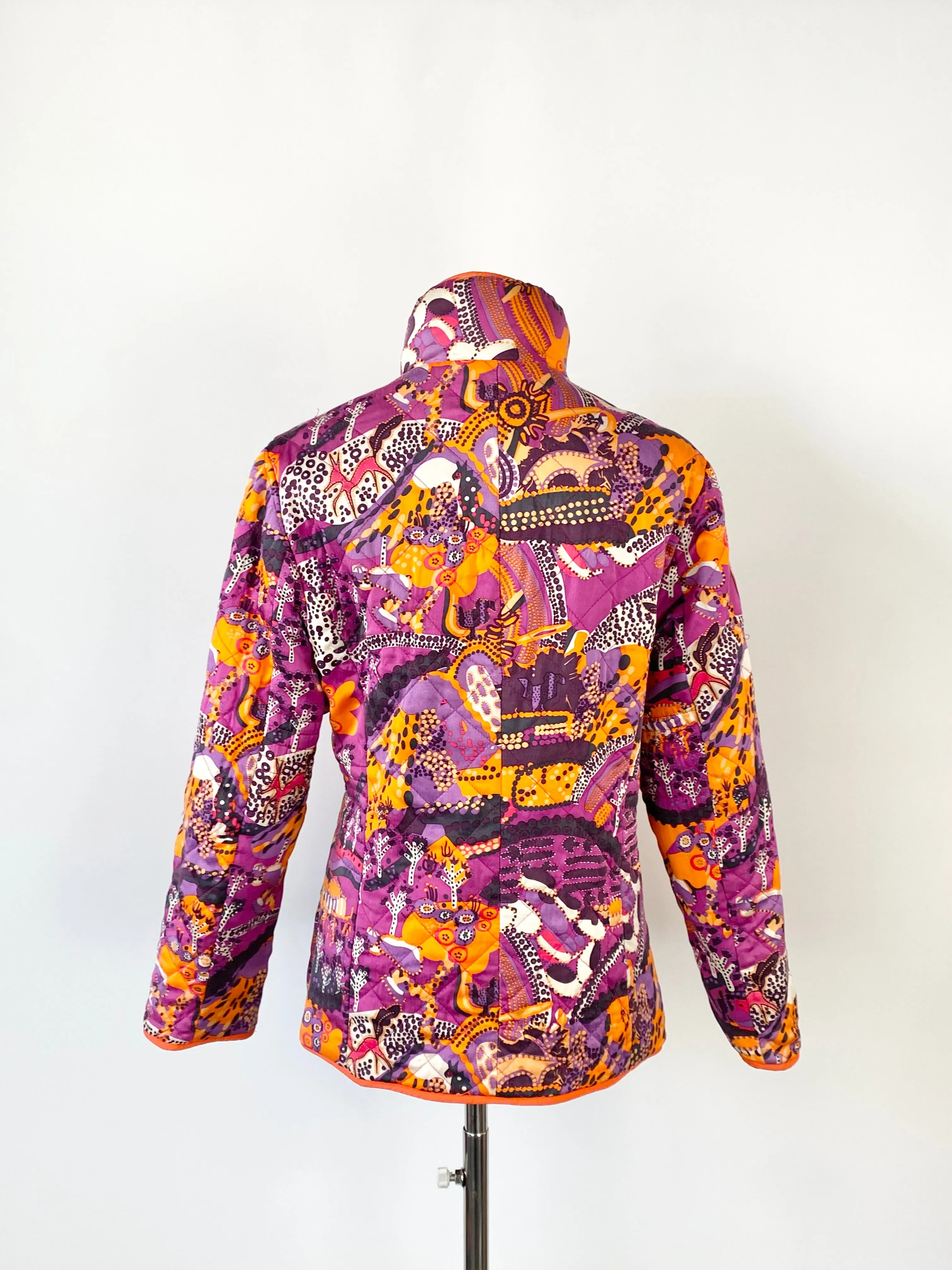 Balla Orange Reversible Silk Quilted Jacket - AU8/10
