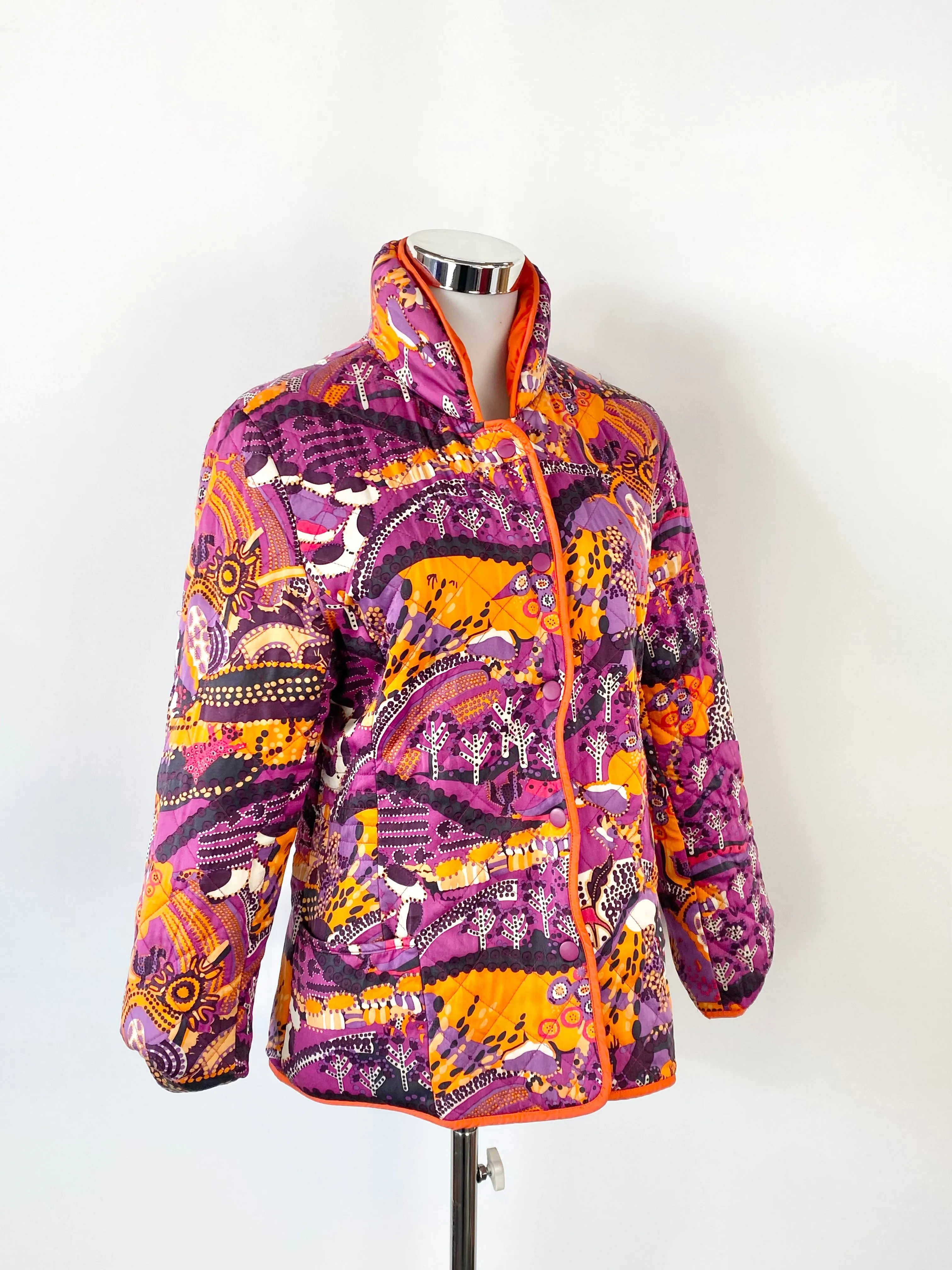 Balla Orange Reversible Silk Quilted Jacket - AU8/10
