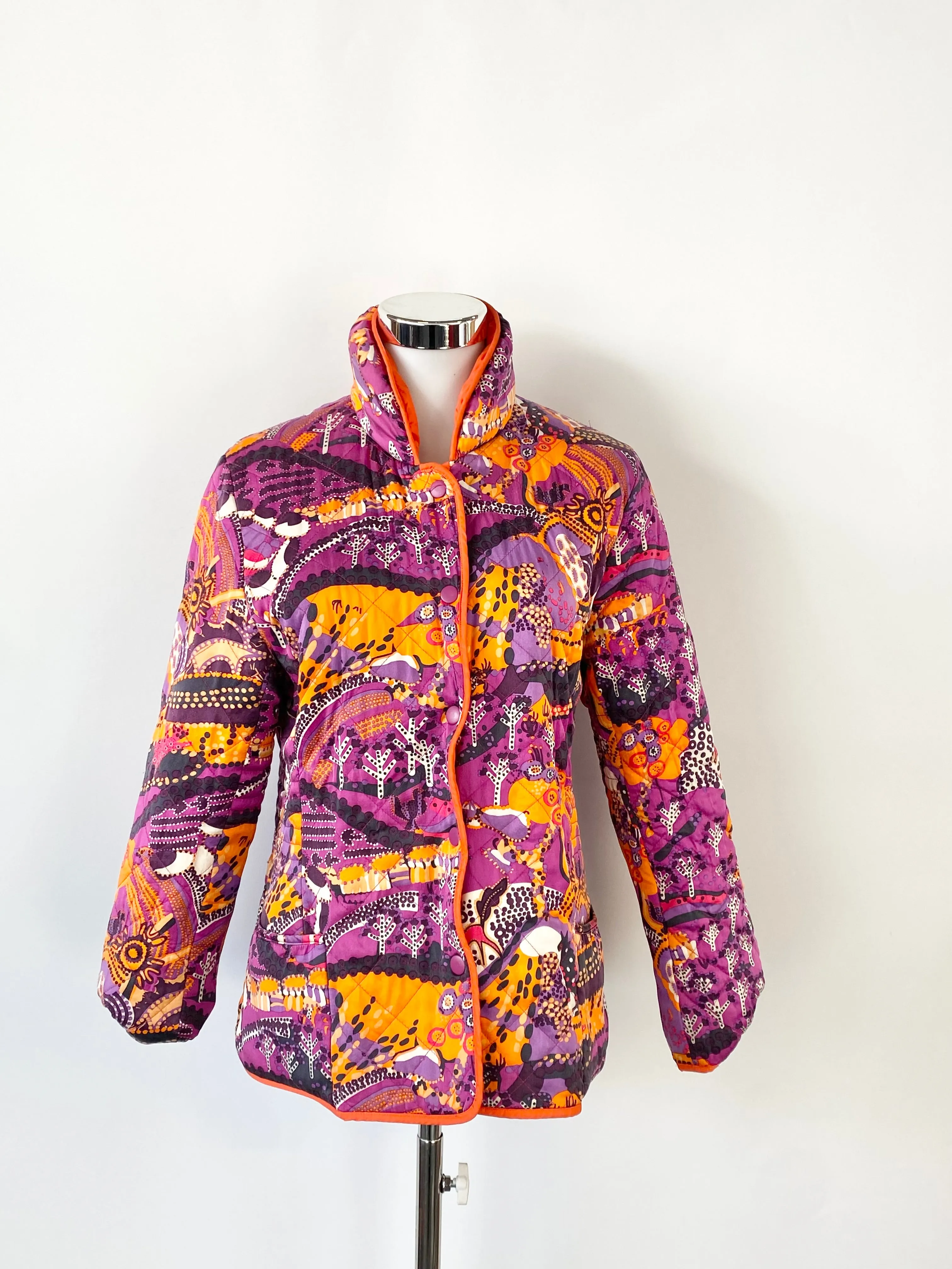 Balla Orange Reversible Silk Quilted Jacket - AU8/10