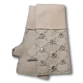 Beaded Flower Fingerless Gloves