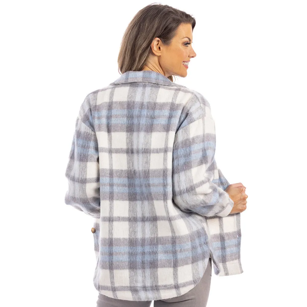 Blue/Gray Plaid Wholesale Shacket