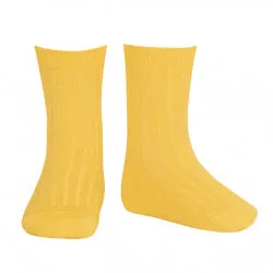 CONDOR - RIB SHORT SOCK: COLOUR #630 AMARILLO YELLOW