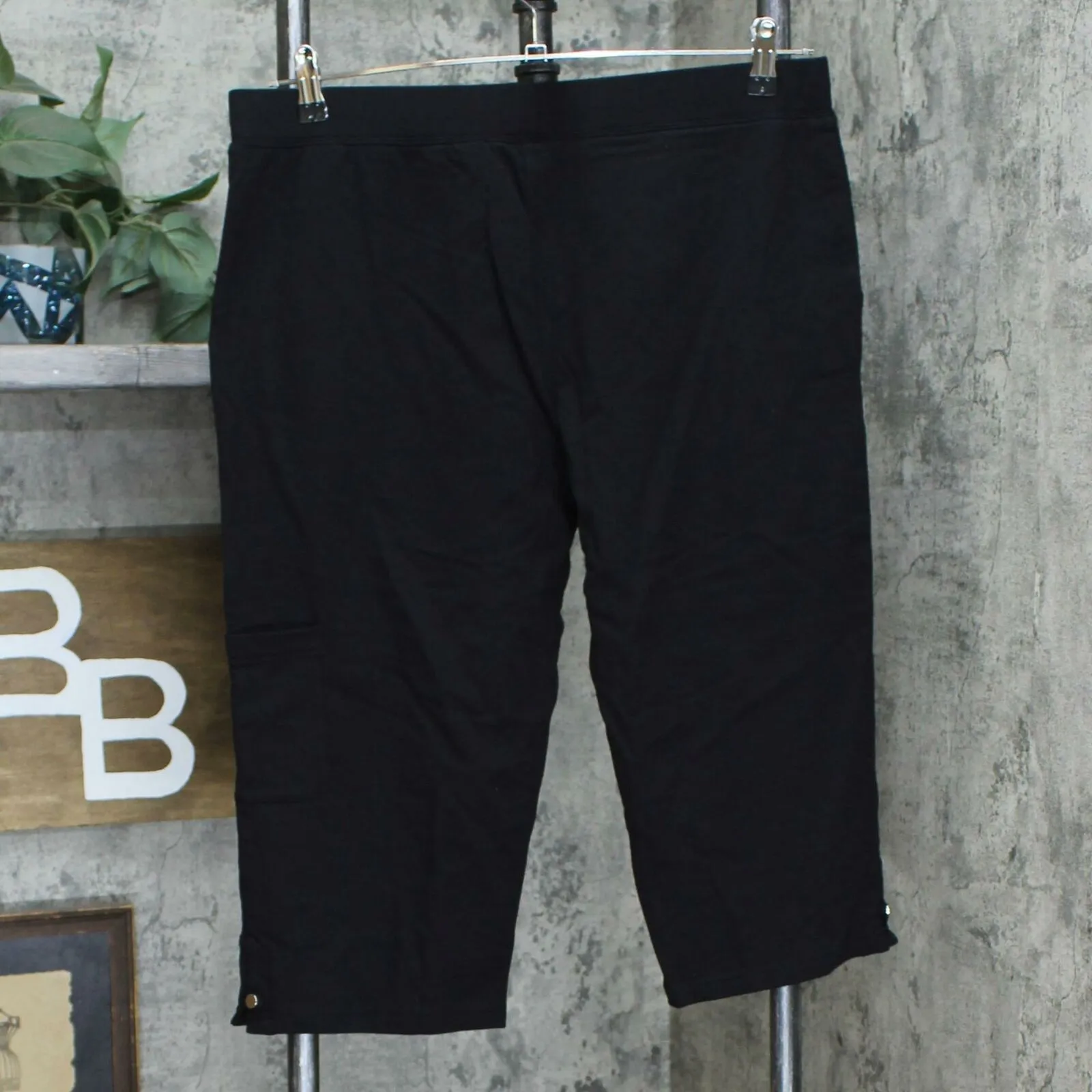 Denim & Co. Active Women's French Terry Cargo Pants Black Large