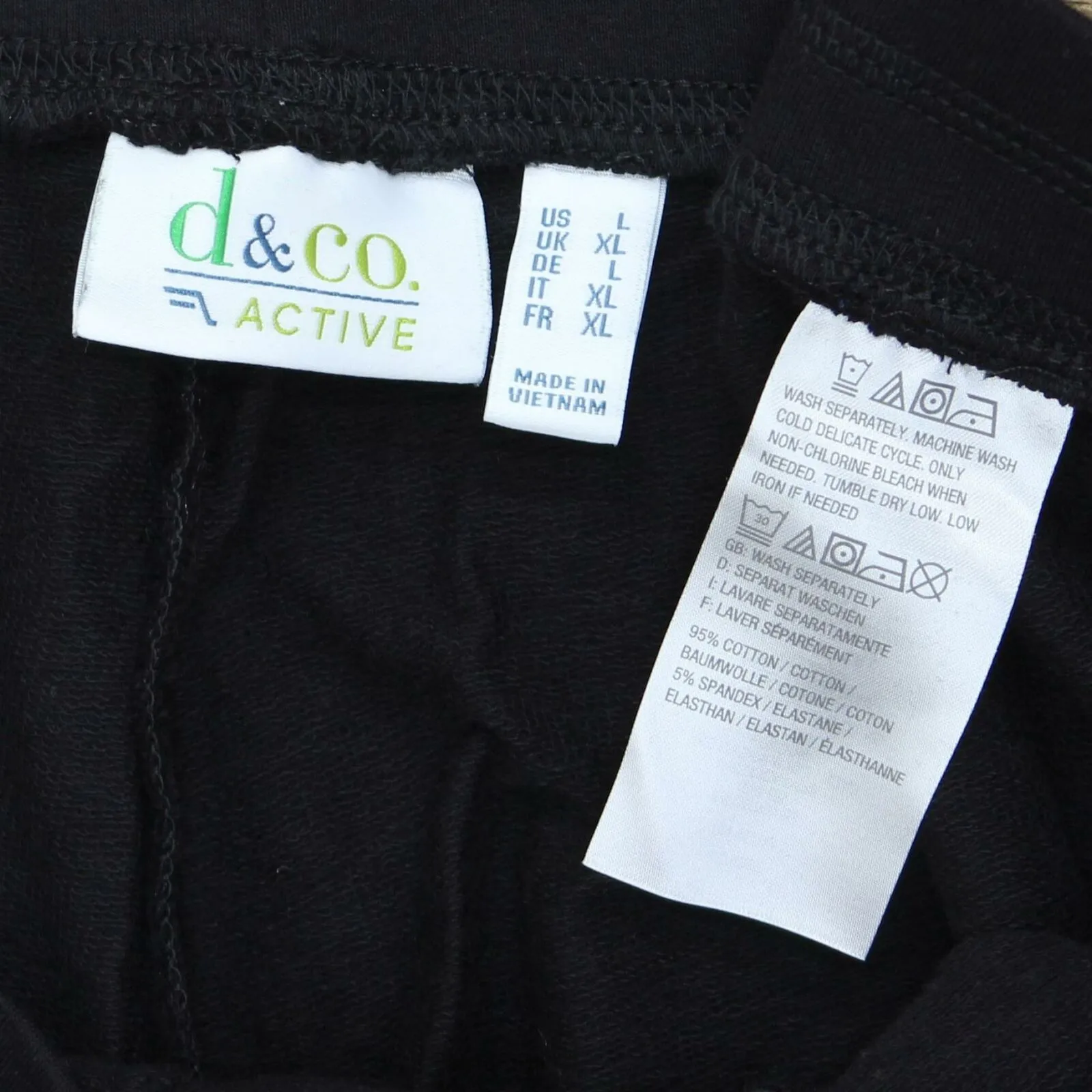 Denim & Co. Active Women's French Terry Cargo Pants Black Large