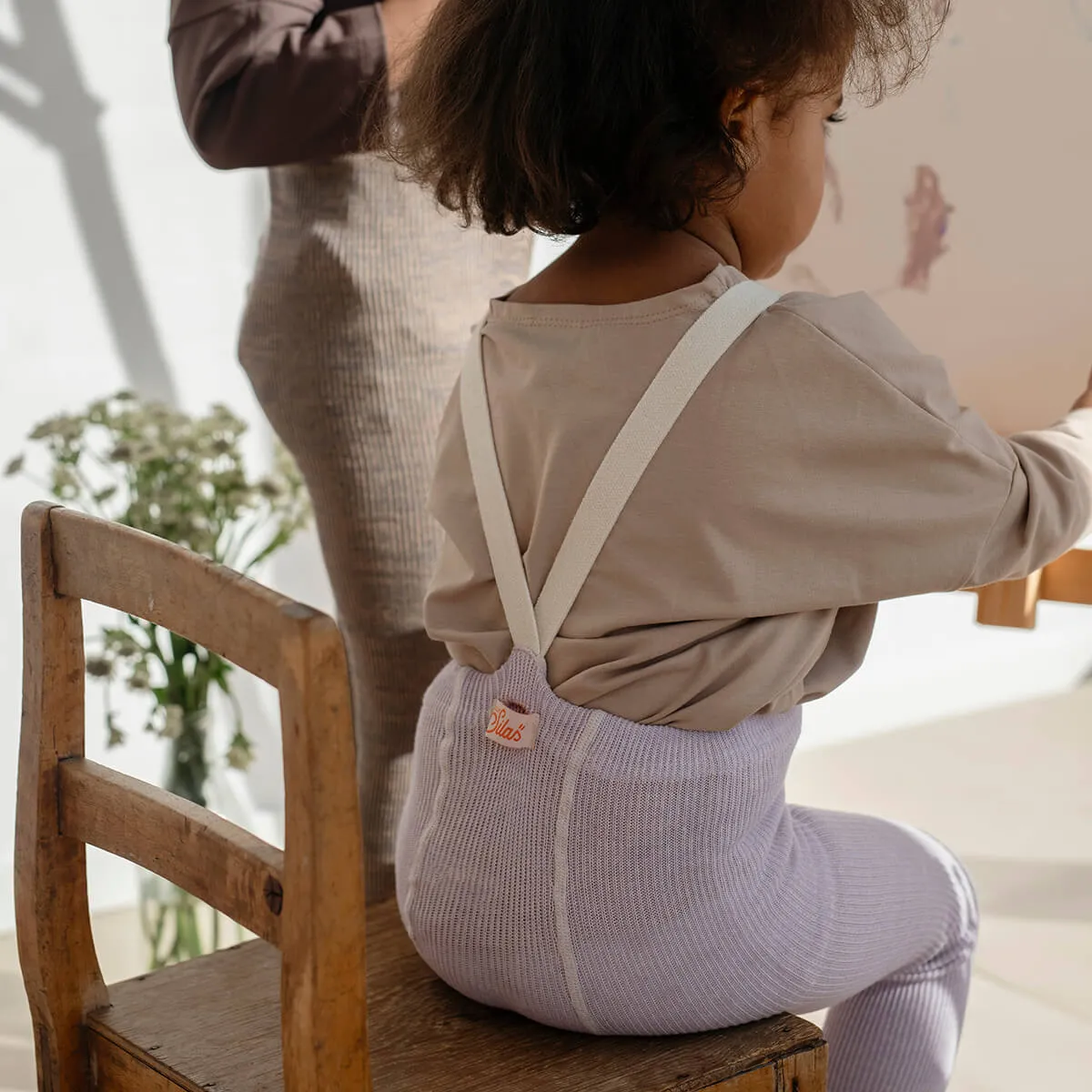 Footless Tights With Braces in Creamy Lavender by Silly Silas