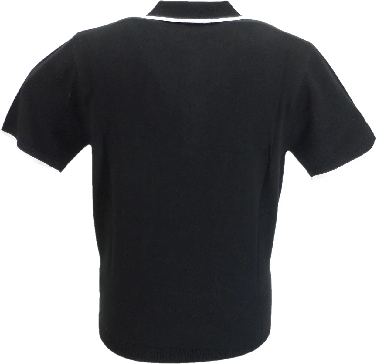 Gabicci Vintage Mens Black Lineker Knitted Polo Shirt