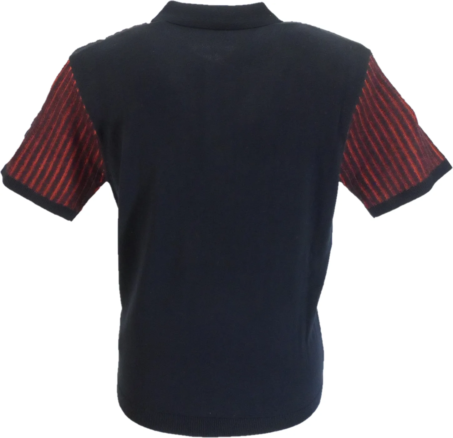 Gabicci Vintage Mens Navy Blue/Red Striped Knitted Polo Shirt