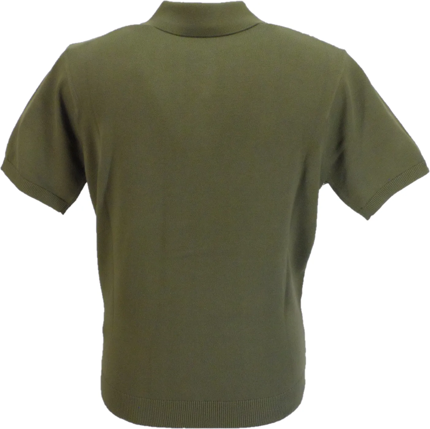 Gabicci Vintage Mens Spruce Green Racing Stripe Knit Polo Shirt