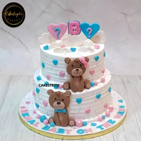 Gender Reveal Teddy Cake