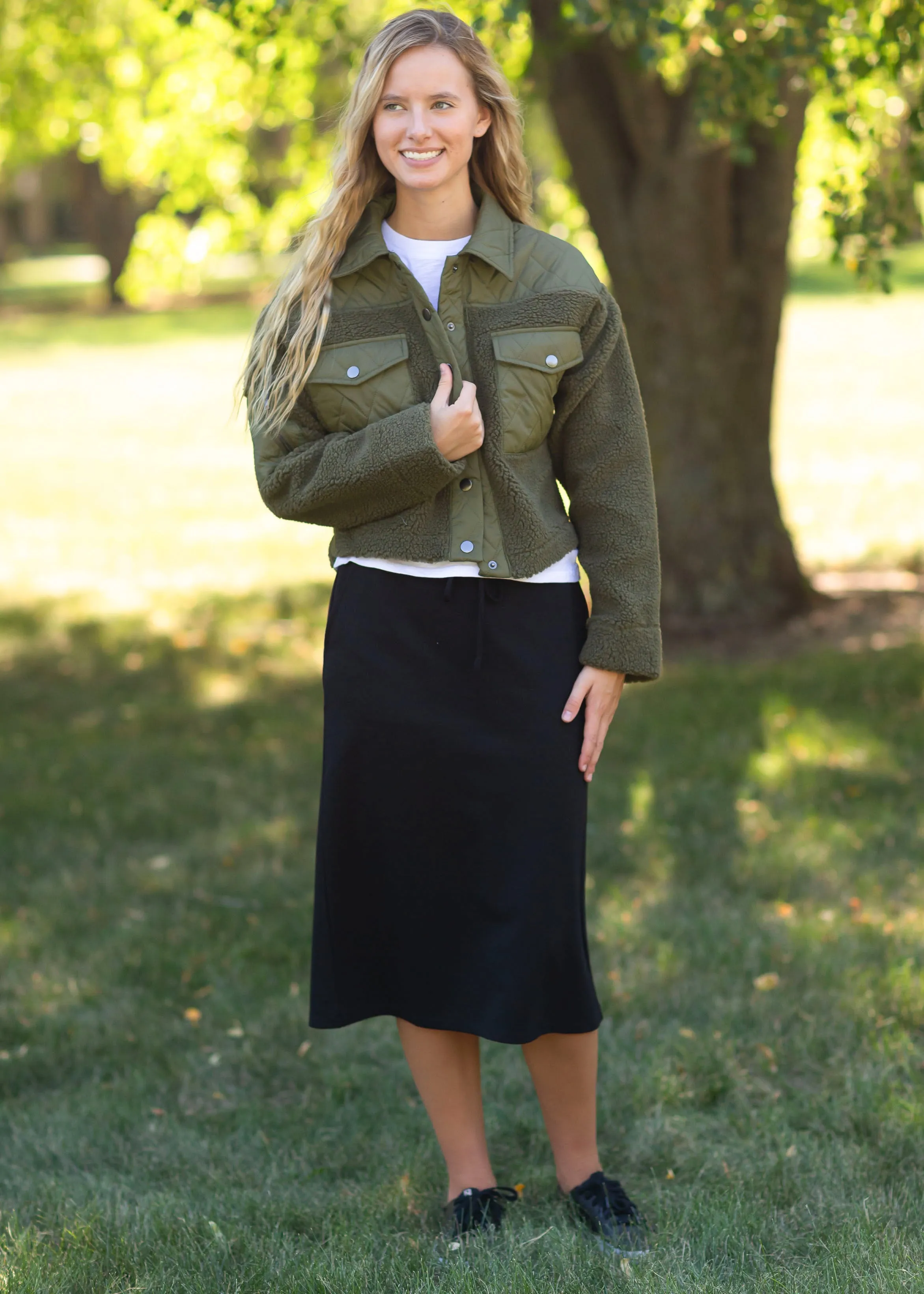 Iris Olive Fuzzy Sherpa Shacket - FINAL SALE