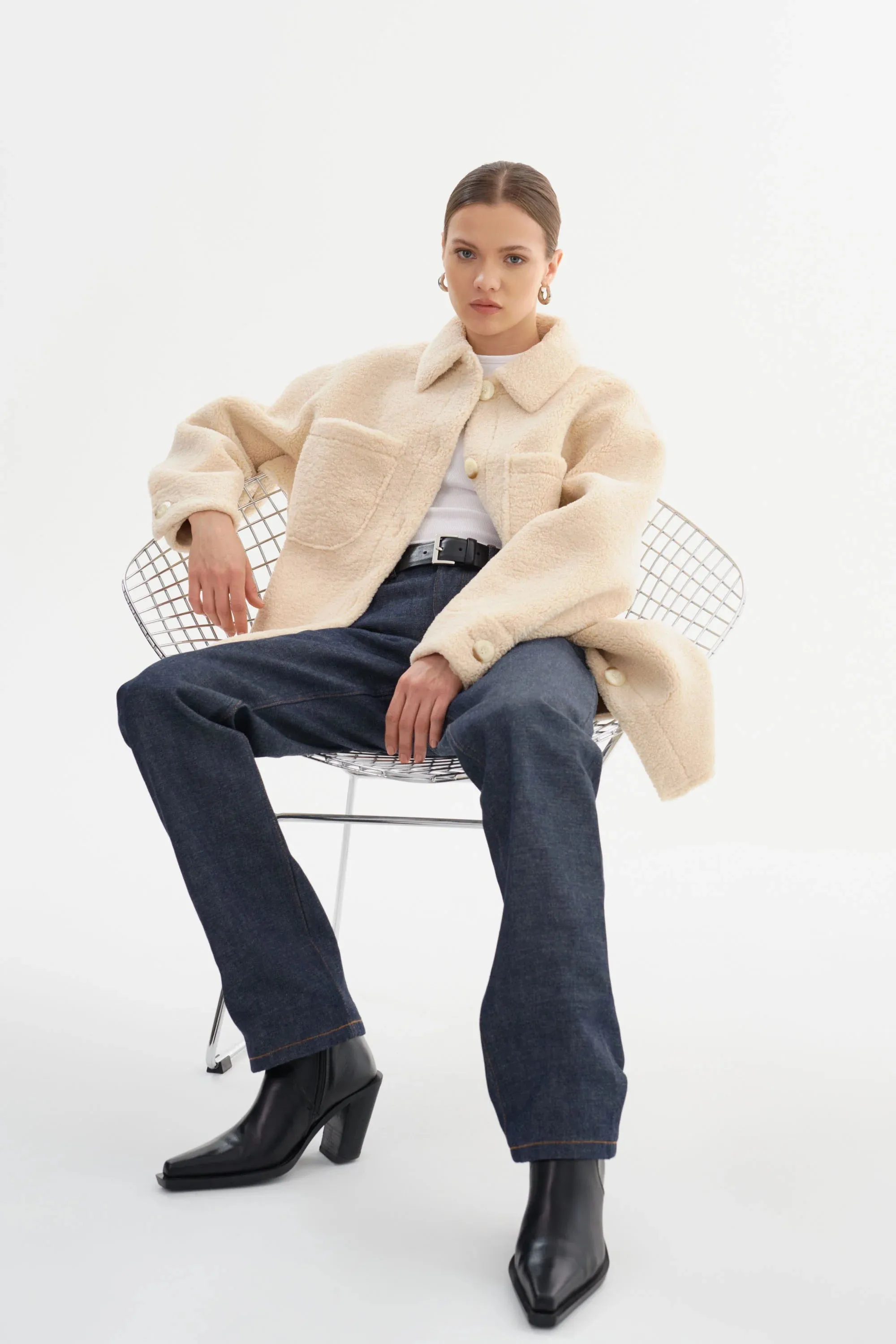 Kane Sherpa Shacket - Beige