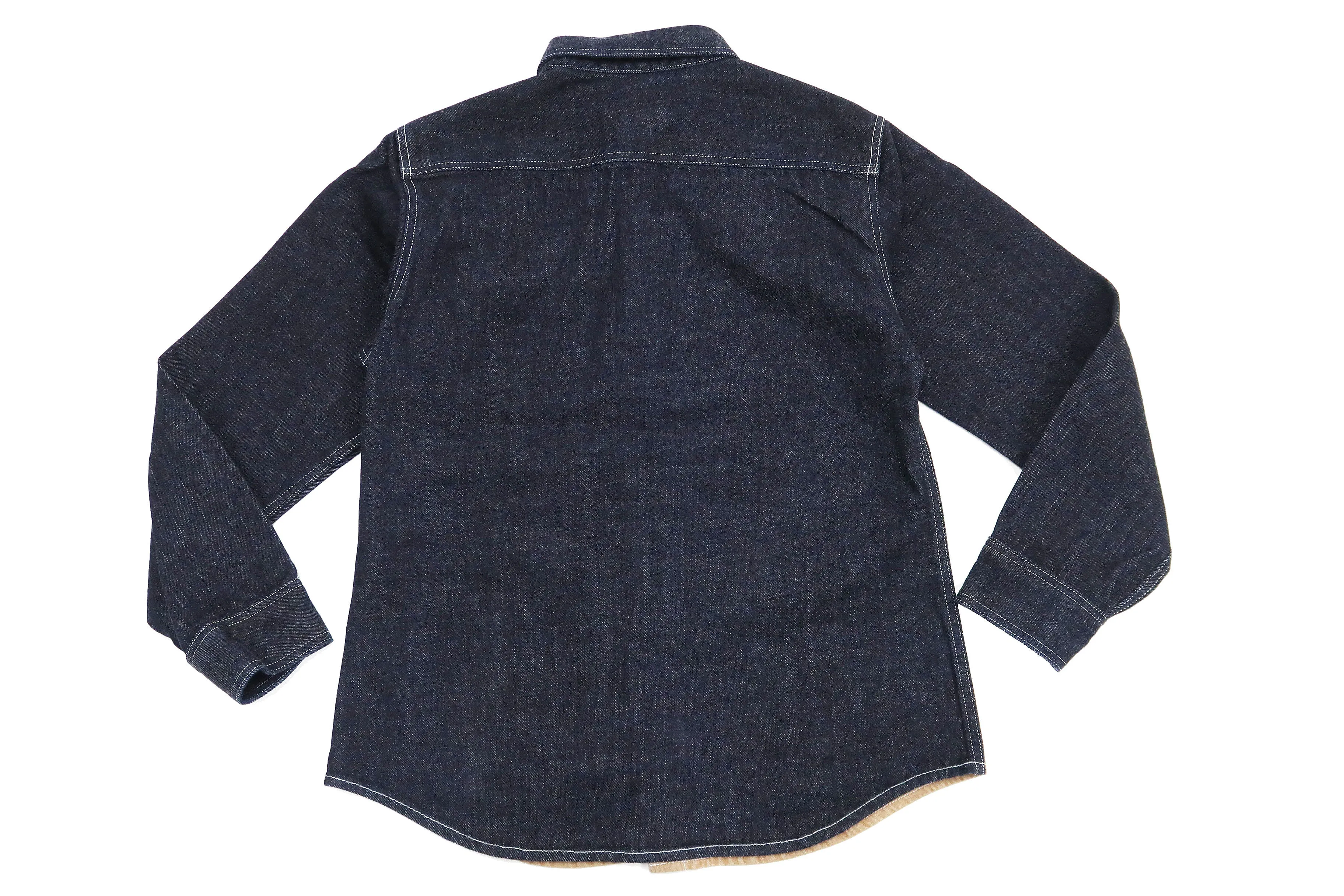 Kojima Genes Mixed Panel Shirt Men's Denim x Herringbone Long Sleeve Two Tone Button Up Shirt rnb282S RNB-282S Beige