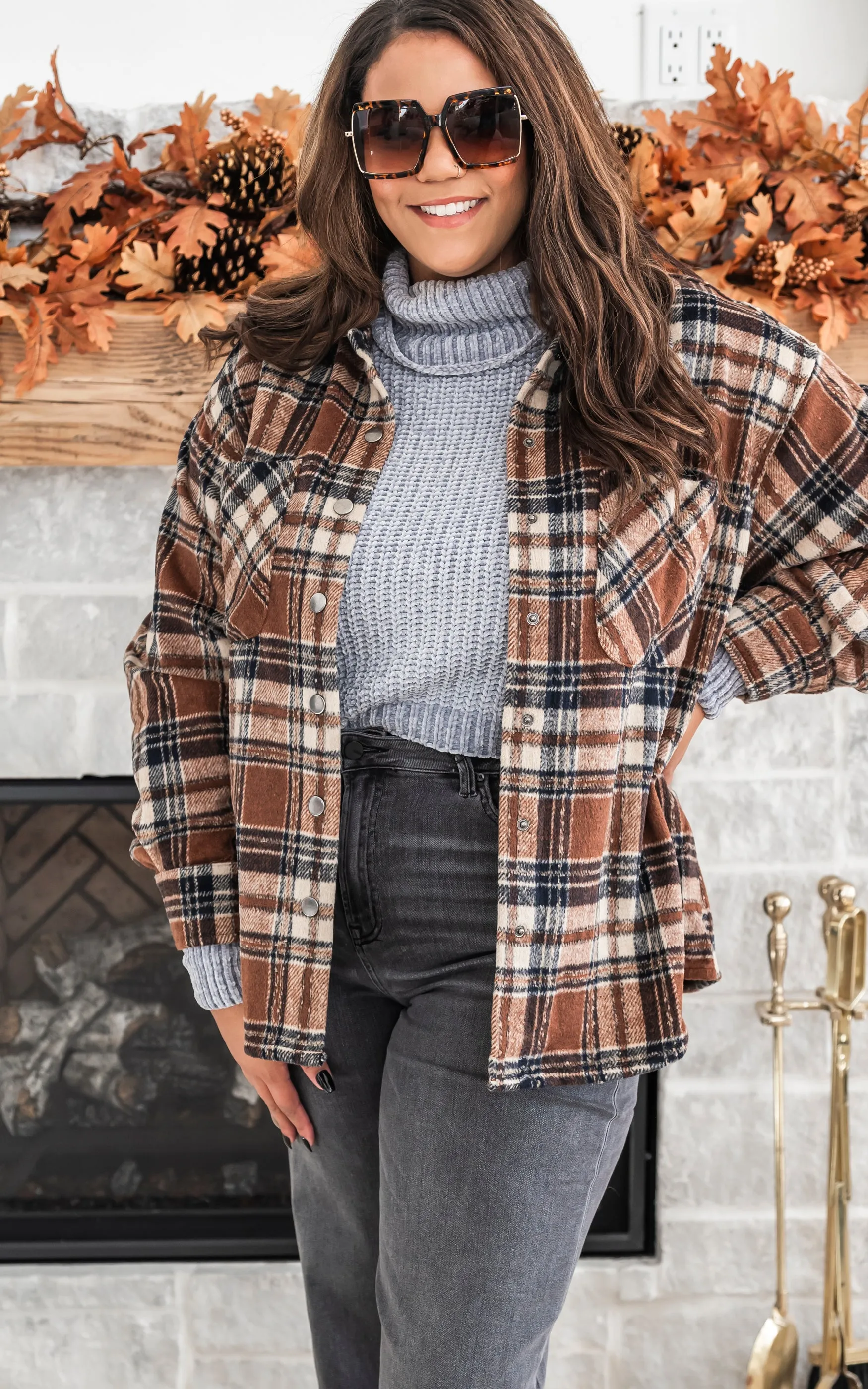 Layer it Up Brown Plaid Shacket - Final Sale