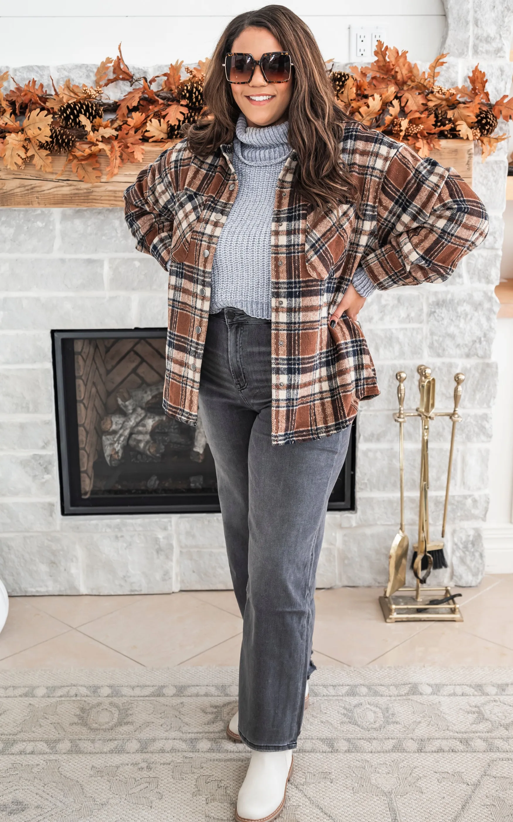 Layer it Up Brown Plaid Shacket - Final Sale