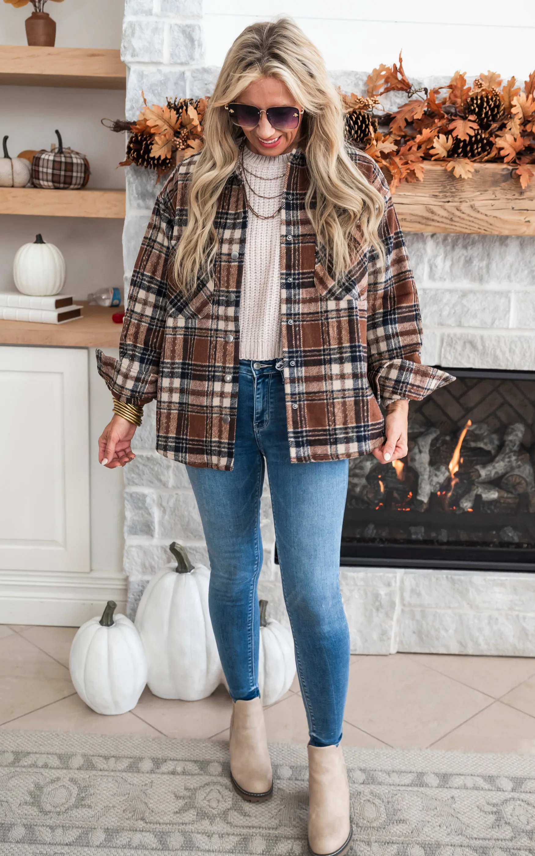 Layer it Up Brown Plaid Shacket - Final Sale