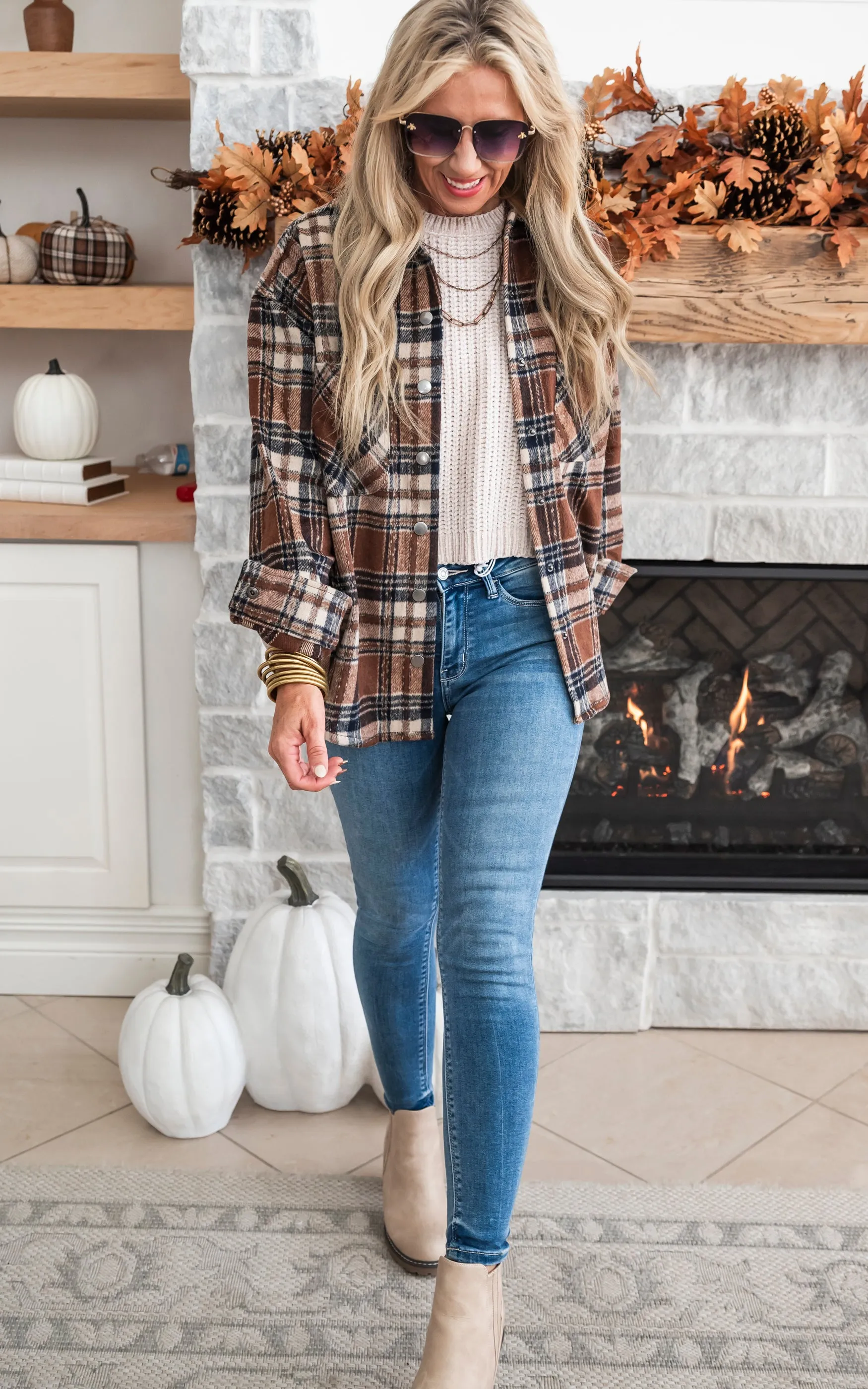 Layer it Up Brown Plaid Shacket - Final Sale