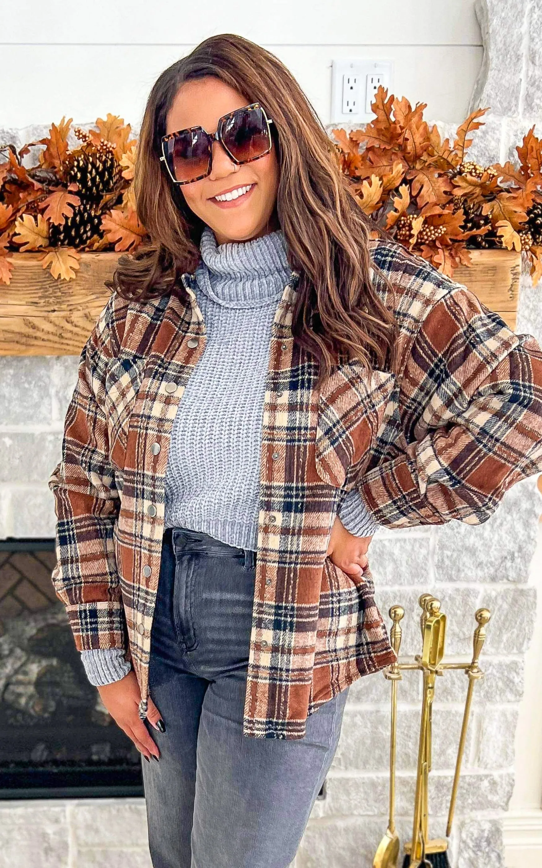 Layer it Up Brown Plaid Shacket - Final Sale