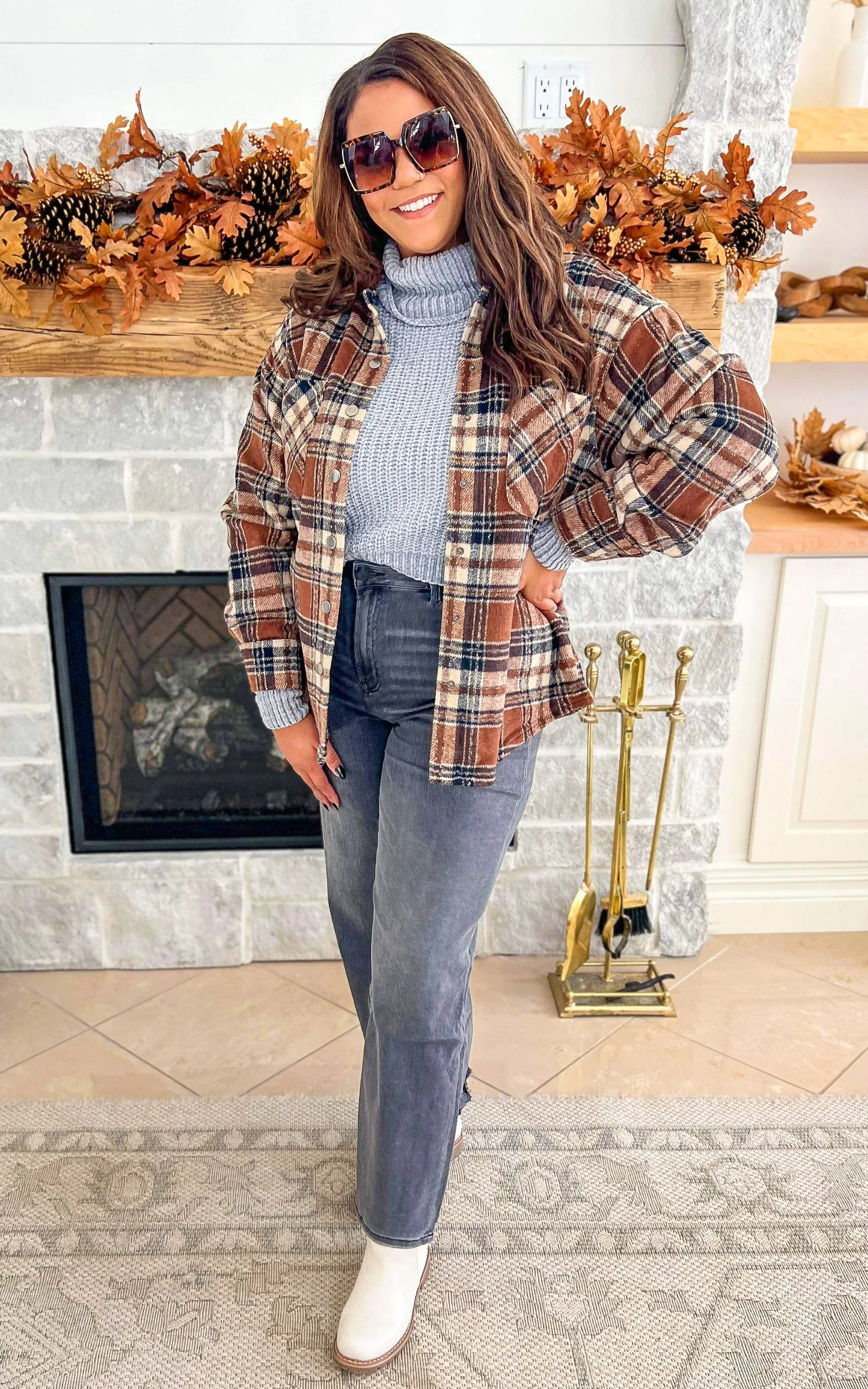 Layer it Up Brown Plaid Shacket - Final Sale