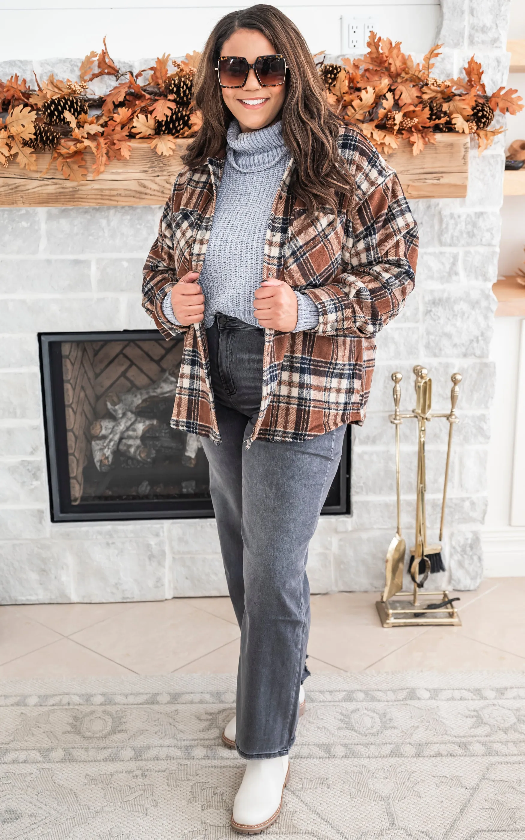 Layer it Up Brown Plaid Shacket - Final Sale