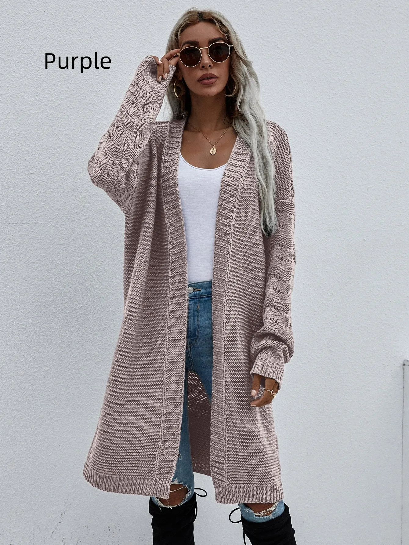 Long Cardigan Solid Color Fashion Sweater