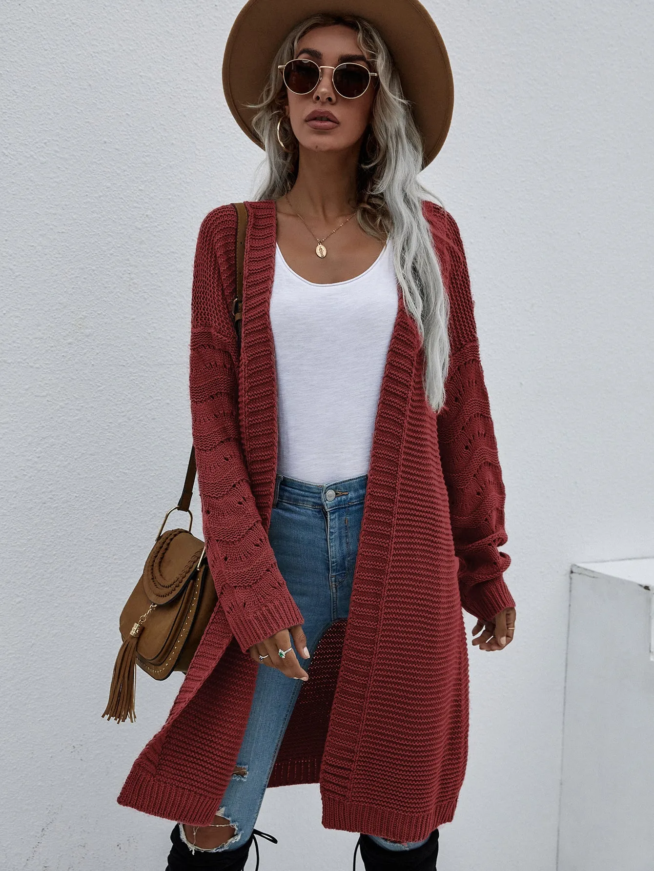 Long Cardigan Solid Color Fashion Sweater