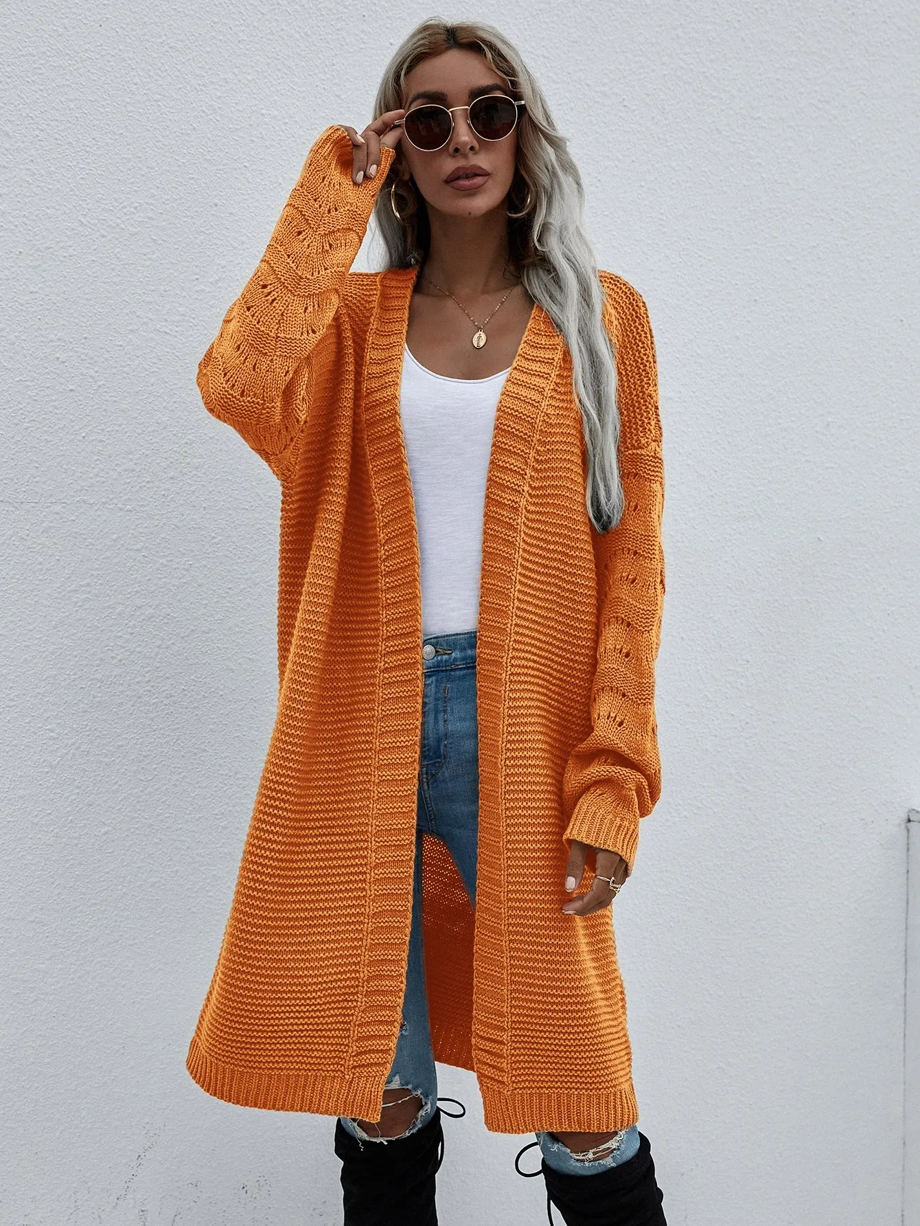 Long Cardigan Solid Color Fashion Sweater