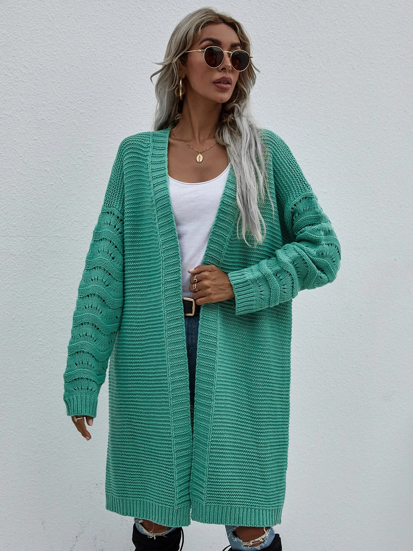 Long Cardigan Solid Color Fashion Sweater