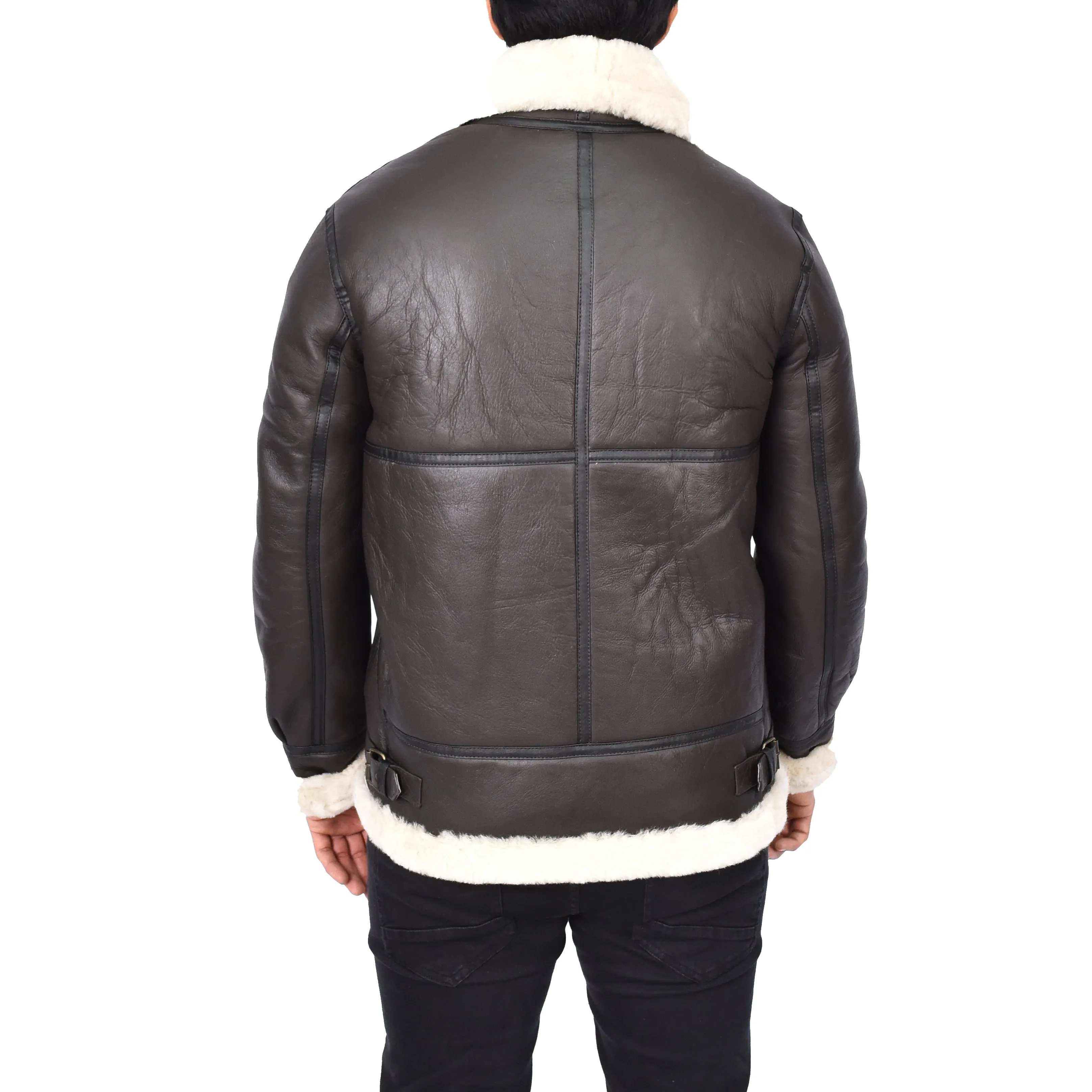 Men's Real Sheepskin Classic Leather Jacket White Torben