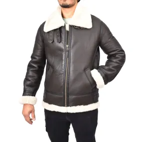 Men's Real Sheepskin Classic Leather Jacket White Torben