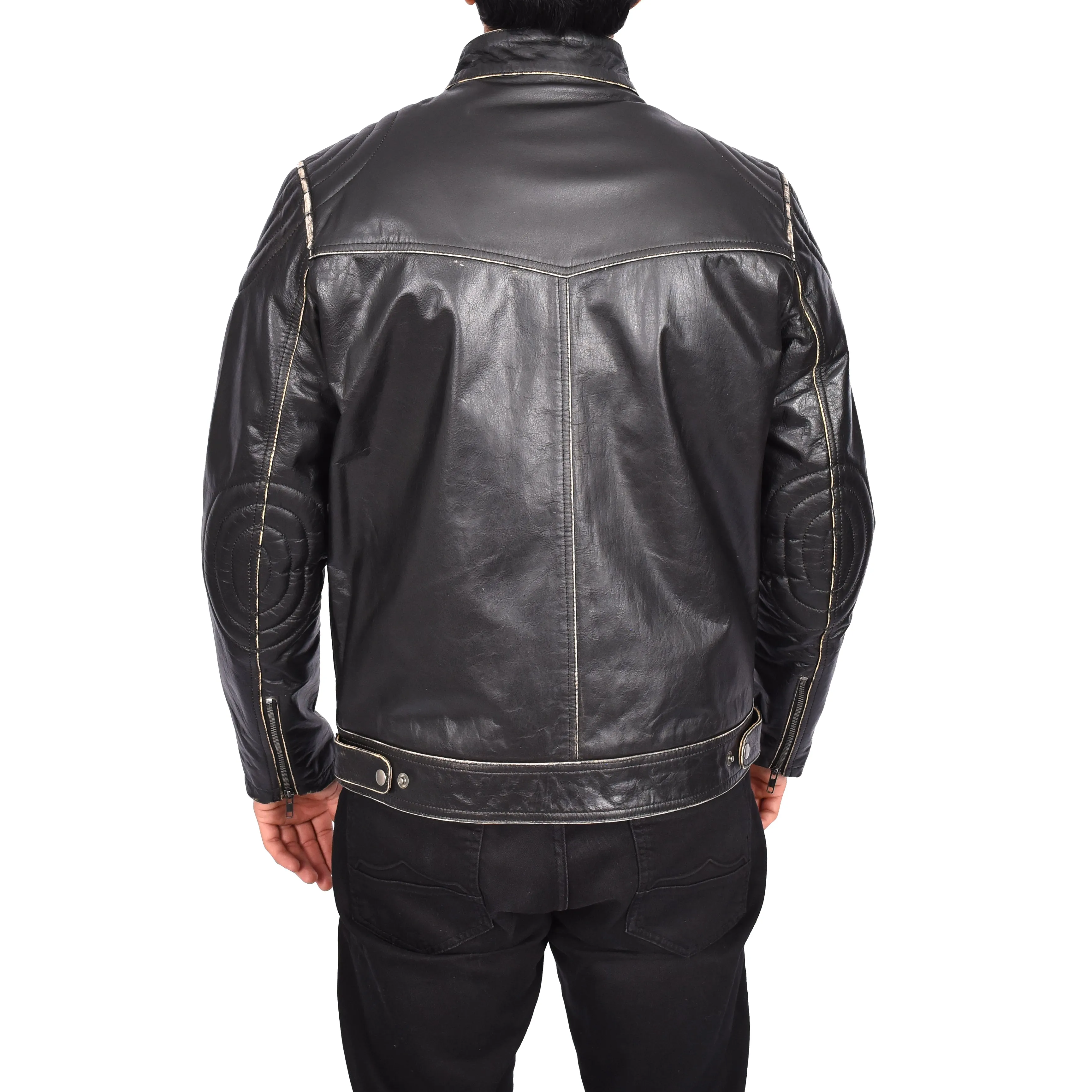 Men's Vintage Biker Real Leather Jacket Dark Brown Lars