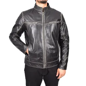 Men's Vintage Biker Real Leather Jacket Dark Brown Lars