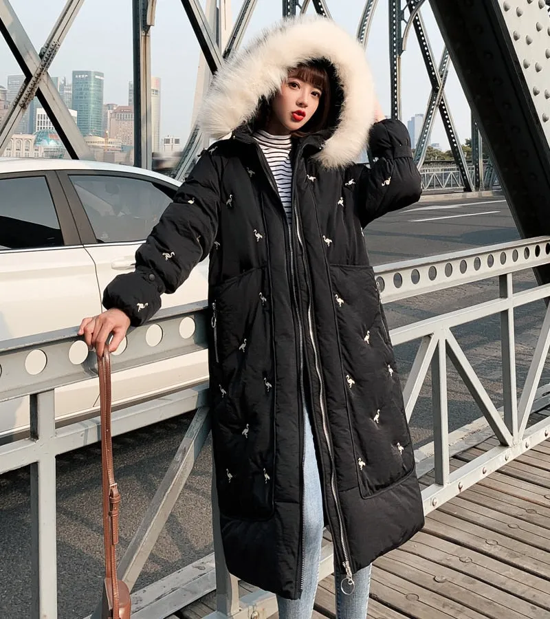 New Arrival 2020 Fashion Coats Women Winter Sweater Fur Collar Hood Warm Cotton Coat Women Clothes