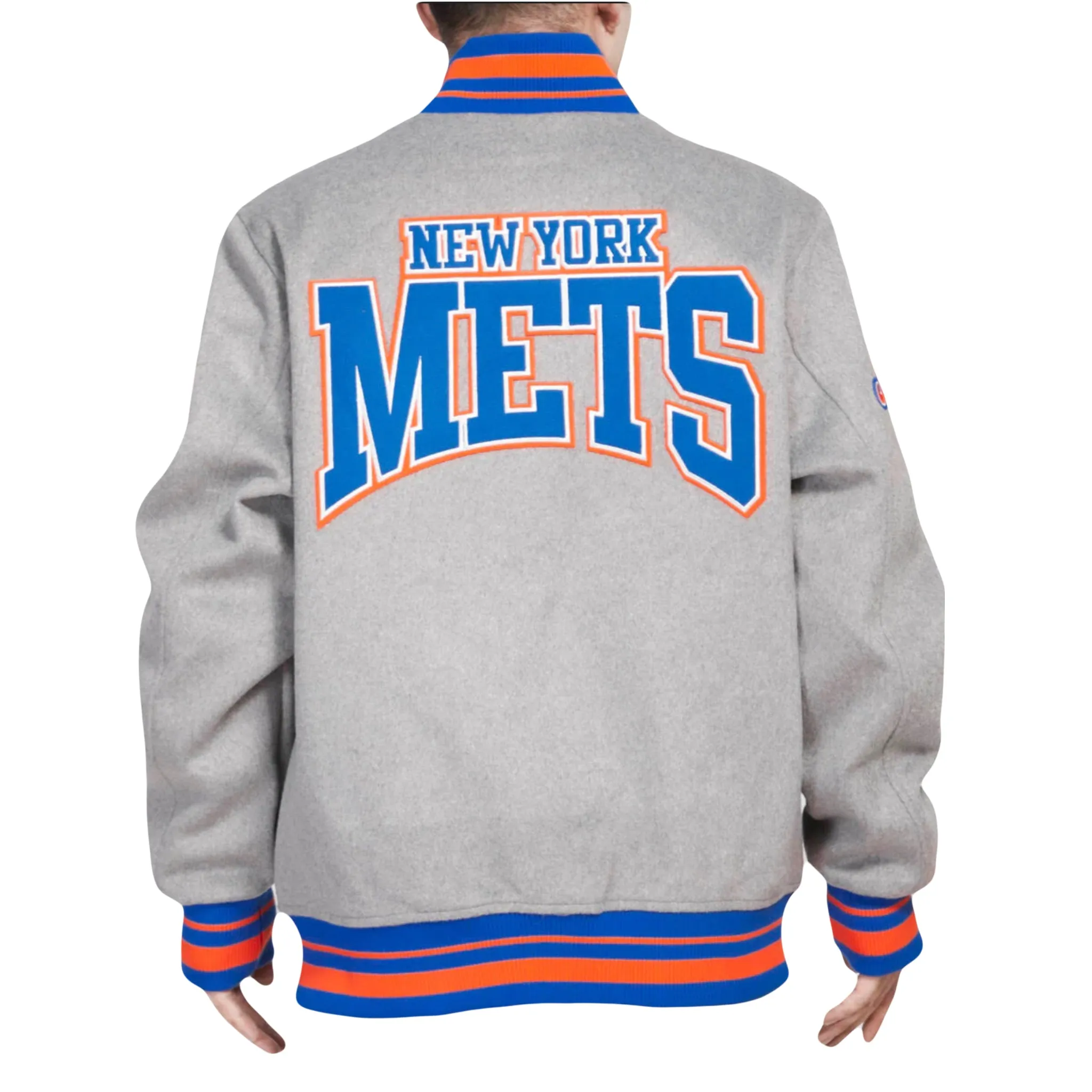 New York Mets Pro Standard Heather Gray Crest Wool Varsity Jacket