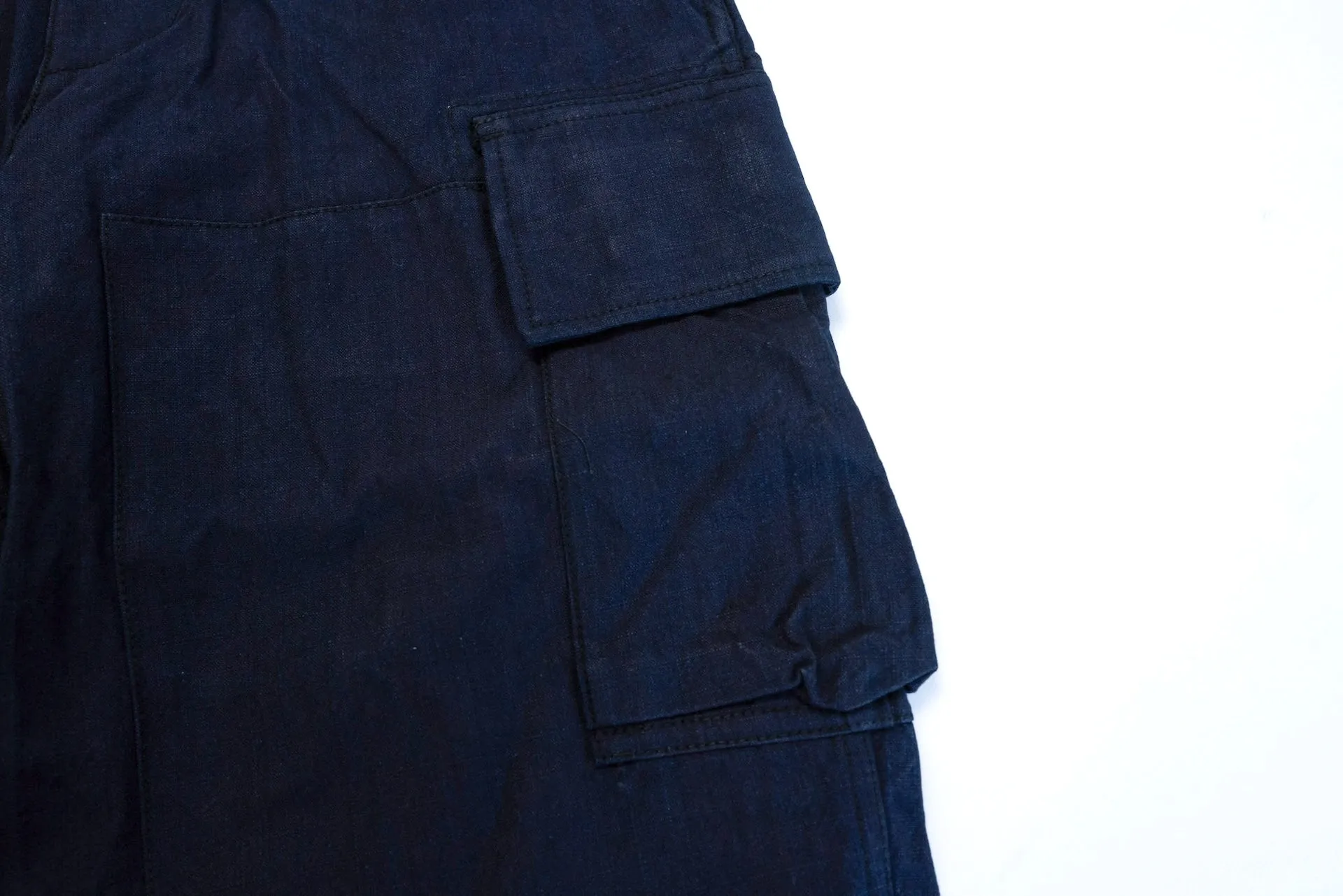 Samurai Natural Indigo Dyed Ripstop Jungle Fatigue Pants (Straight fit)