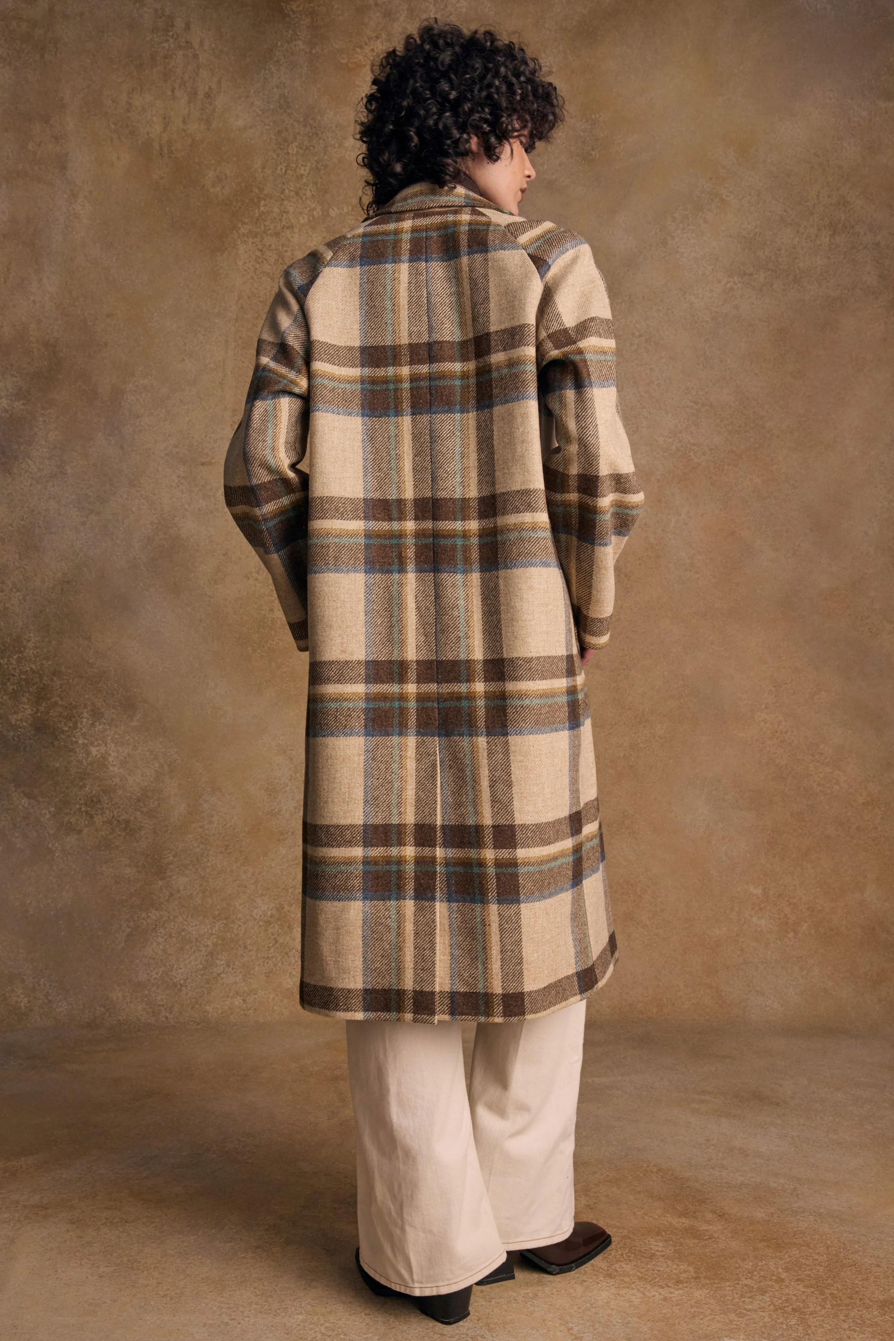 Shauna Tweed Coat - Cream Block Check