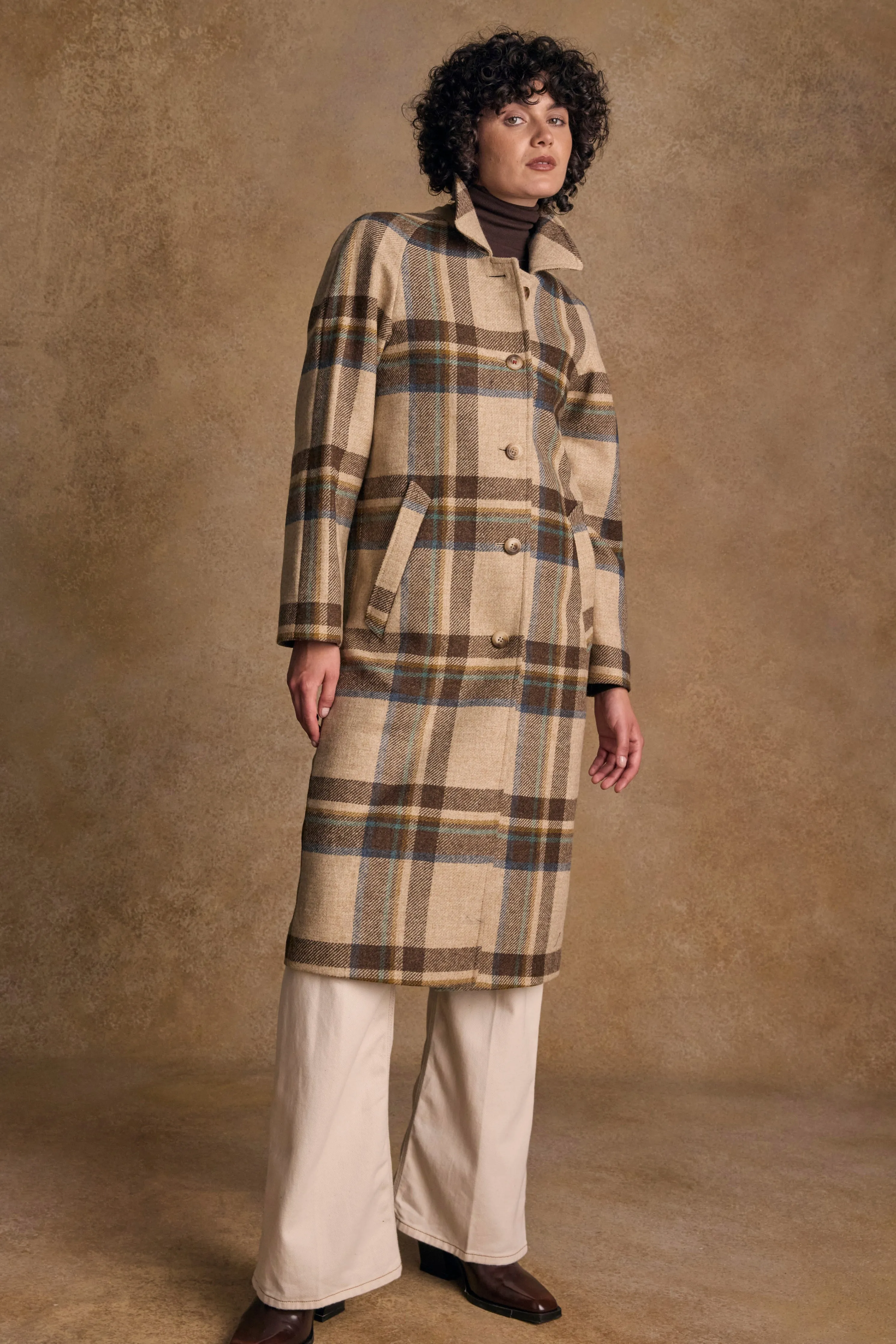Shauna Tweed Coat - Cream Block Check