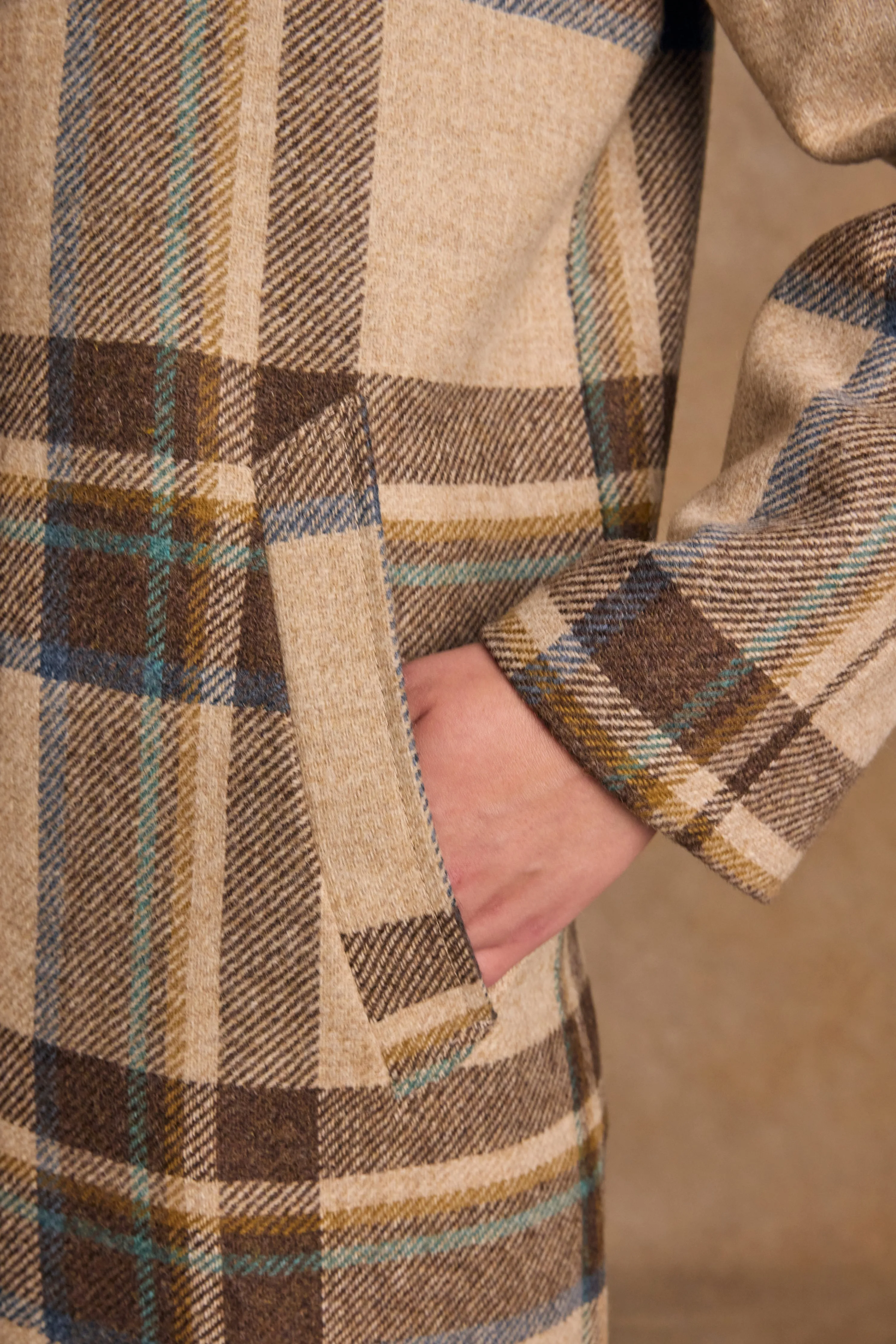 Shauna Tweed Coat - Cream Block Check
