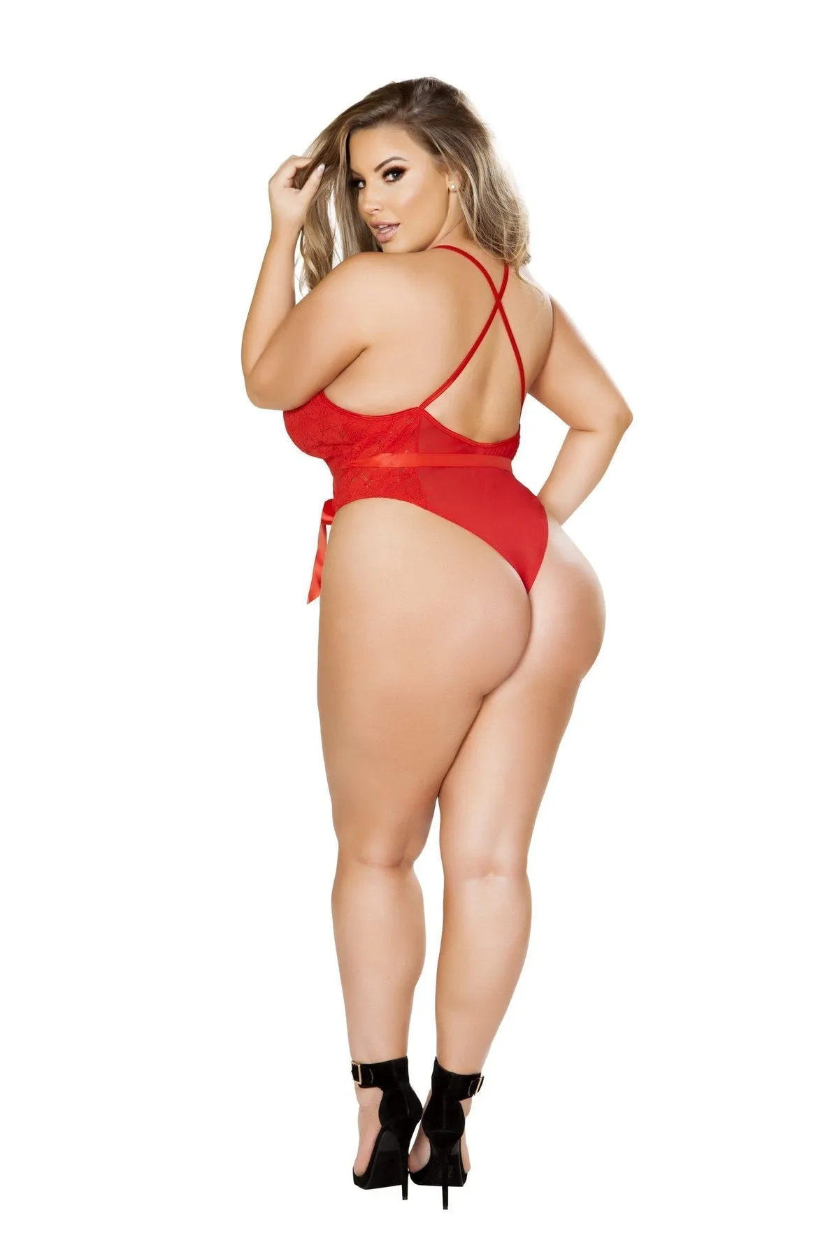 Teddy with Cute Bow and Criss-Cross Front | Plus Size