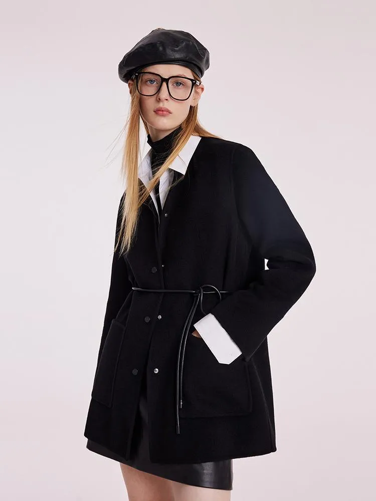 Tencel Wool Double-Faced Coat With Belt