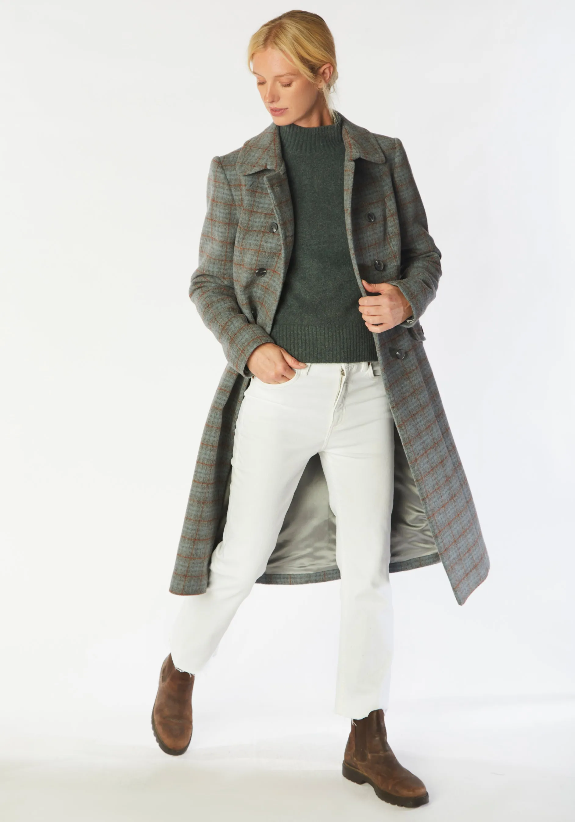 Tori Coat | Silver Blue Check