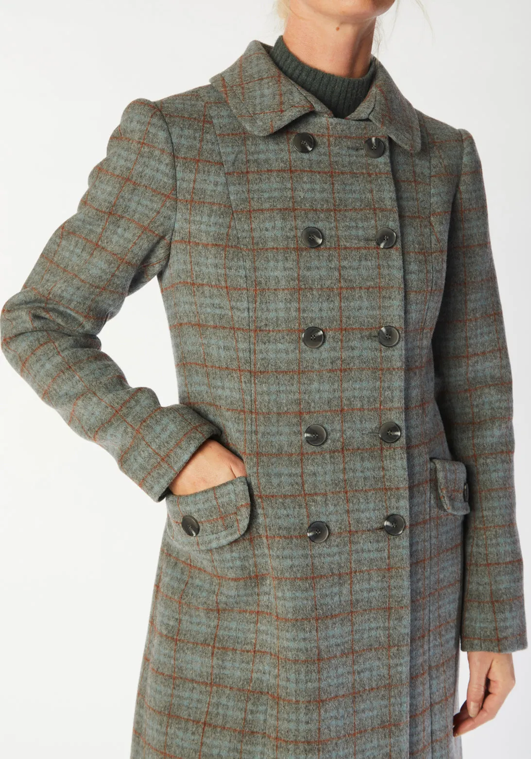 Tori Coat | Silver Blue Check