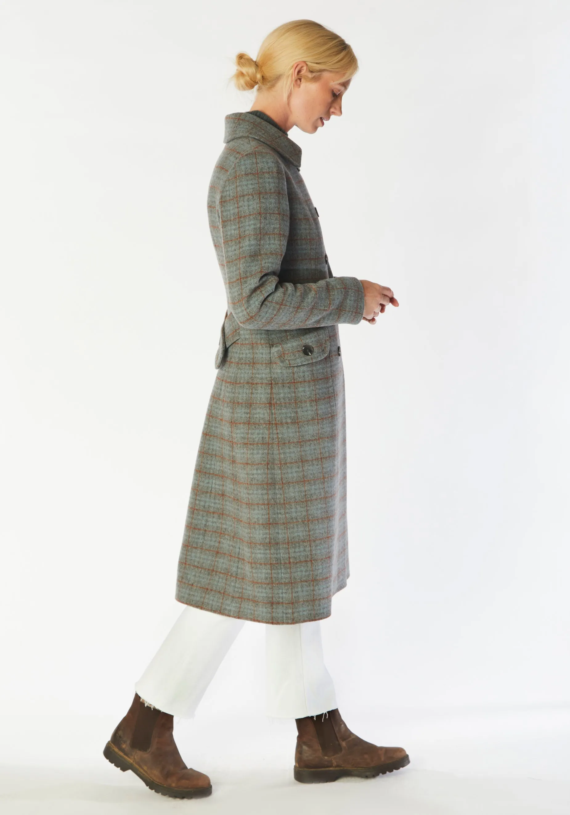Tori Coat | Silver Blue Check