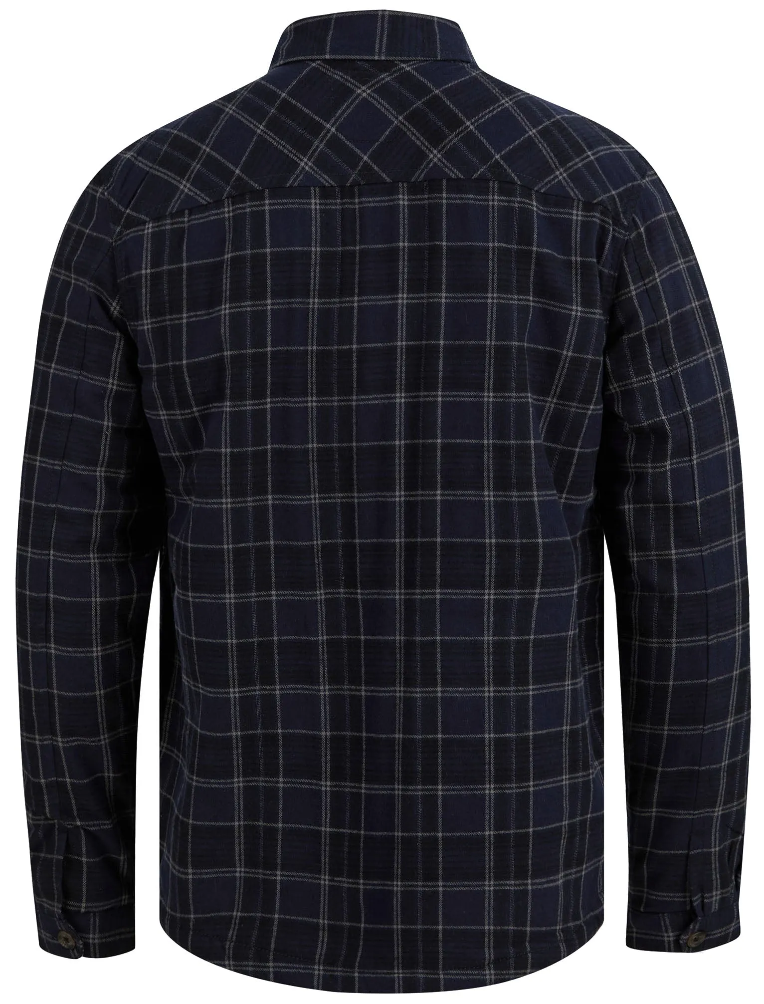 Tornio Borg Lined Checked Flannel Overshirt Jacket in Blue Marl - Tokyo Laundry